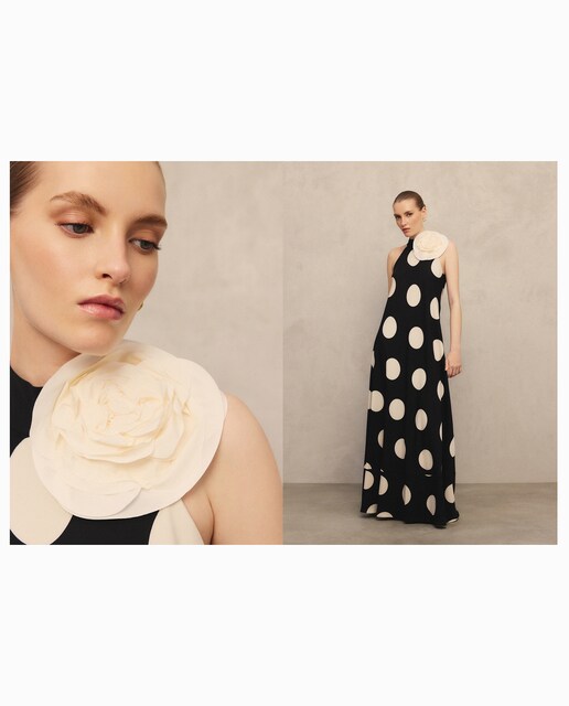 Vestido halter con flor grande