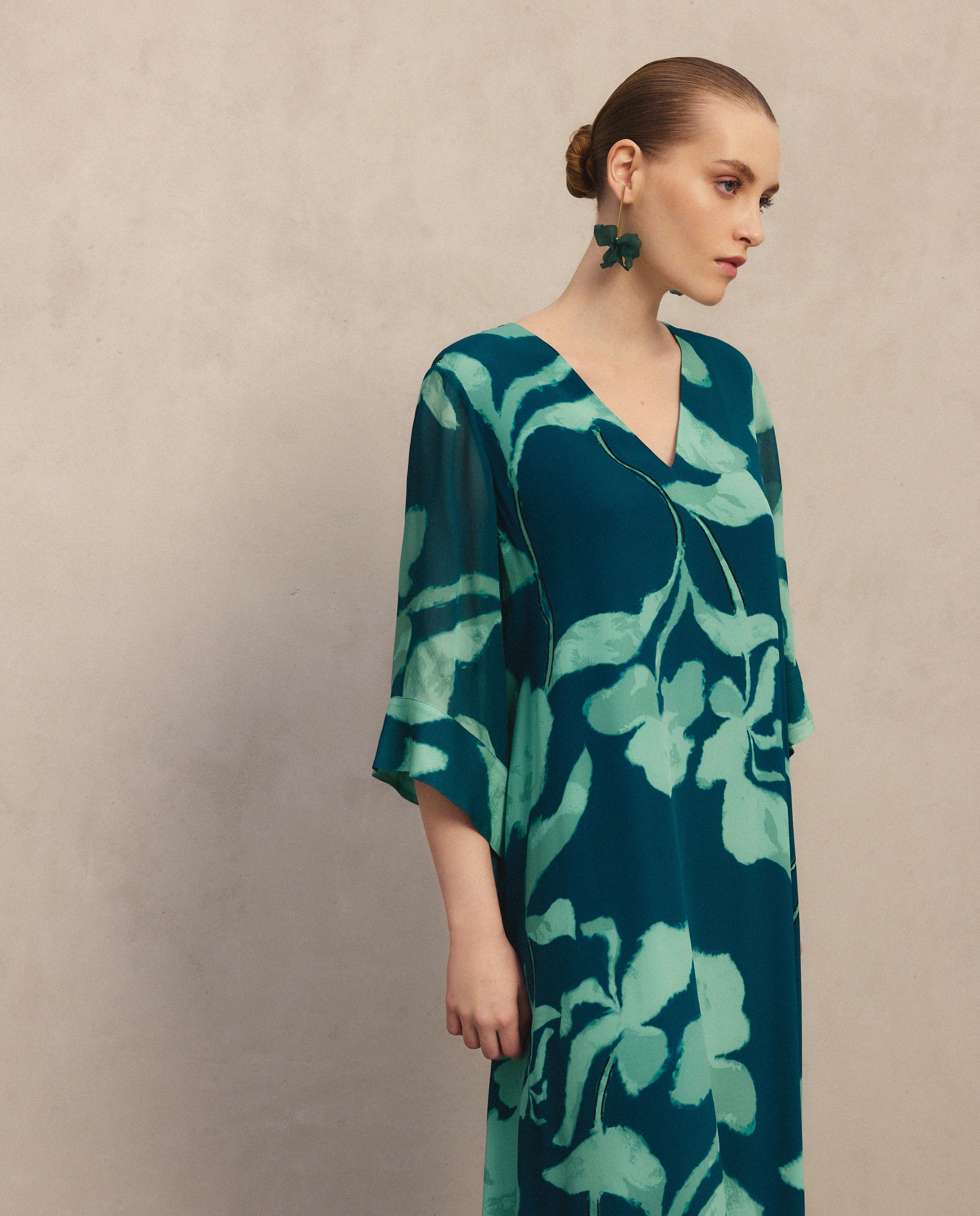 Imagem 0 de Vestido Comprido Kaftan de Seda com Estampado