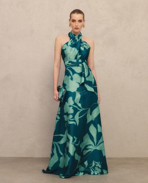 Vestido largo cuello halter