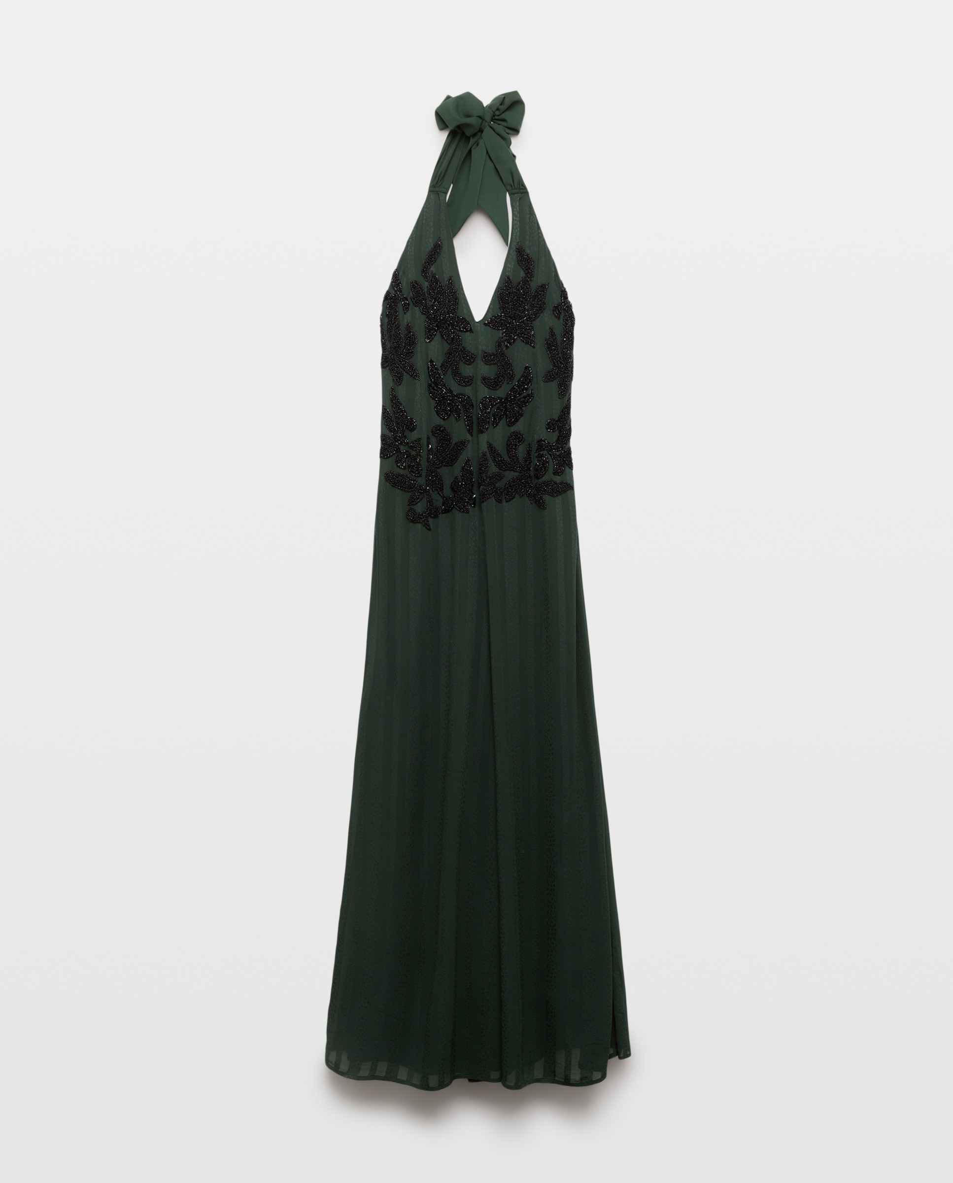 Vestido largo con pedrería y escote halter - Woman Fiesta El Corte Inglés - 530 Verde oscuro 530 Verde oscuro-5