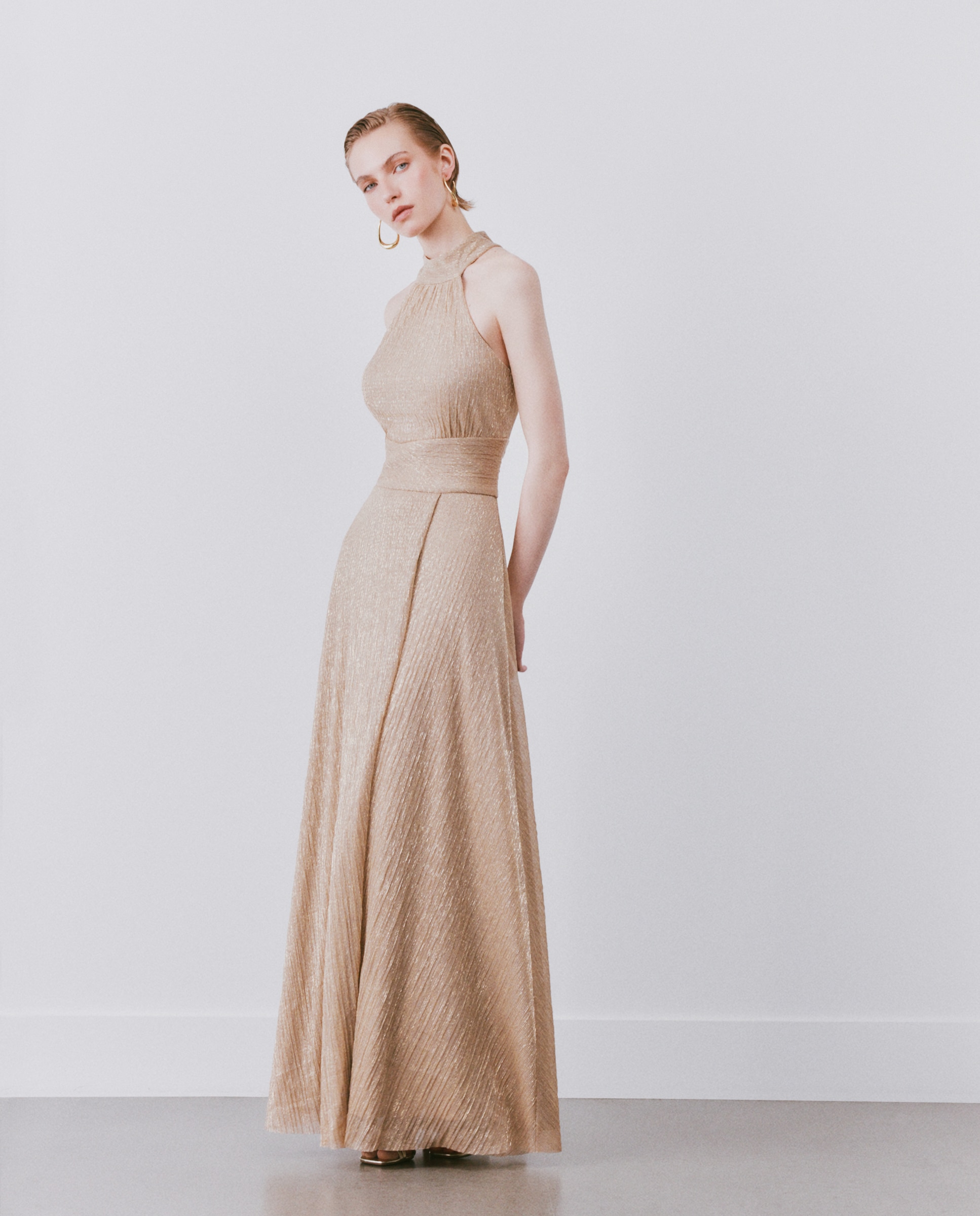 Vestido de mujer largo de punto lúrex - Woman Fiesta El Corte Inglés - 390 Oro 390 Oro-2