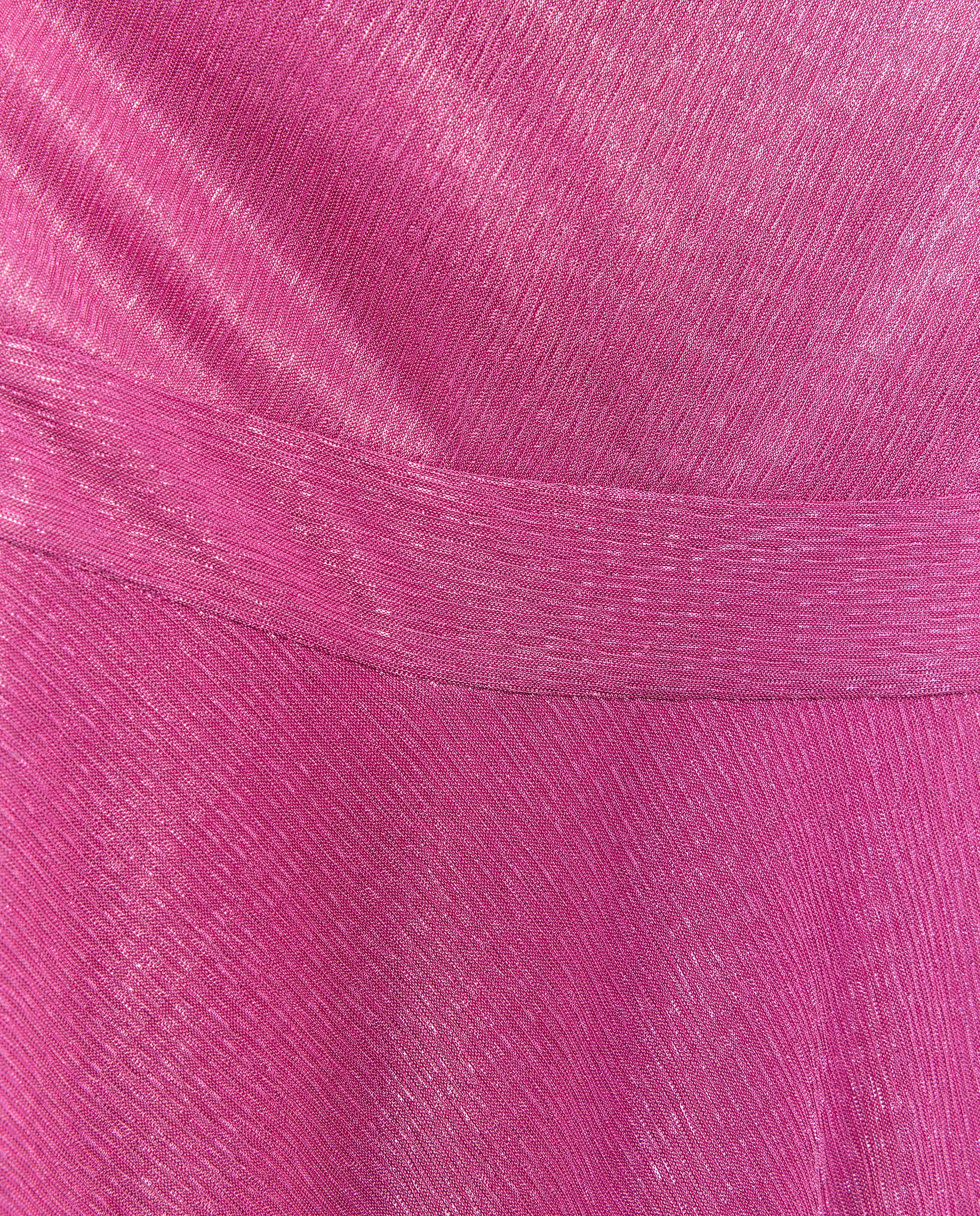 Vestido Comprido de Malha de Fio Metalizado Assimétrico Buganvília-5