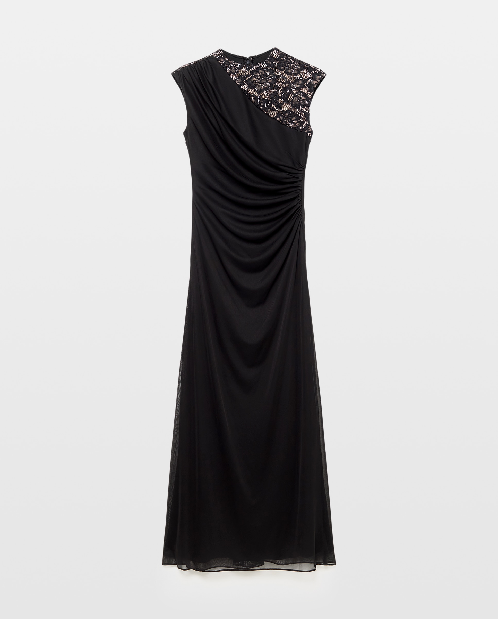 Vestido largo de punot con espalda de encaje - Woman Fiesta El Corte Inglés - Negro Negro-5