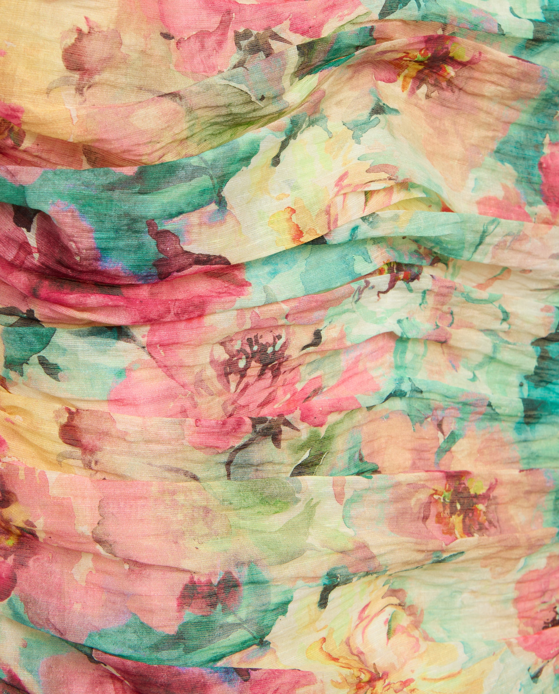 Vestido Comprido em Chiffon com Folhos Verde-5