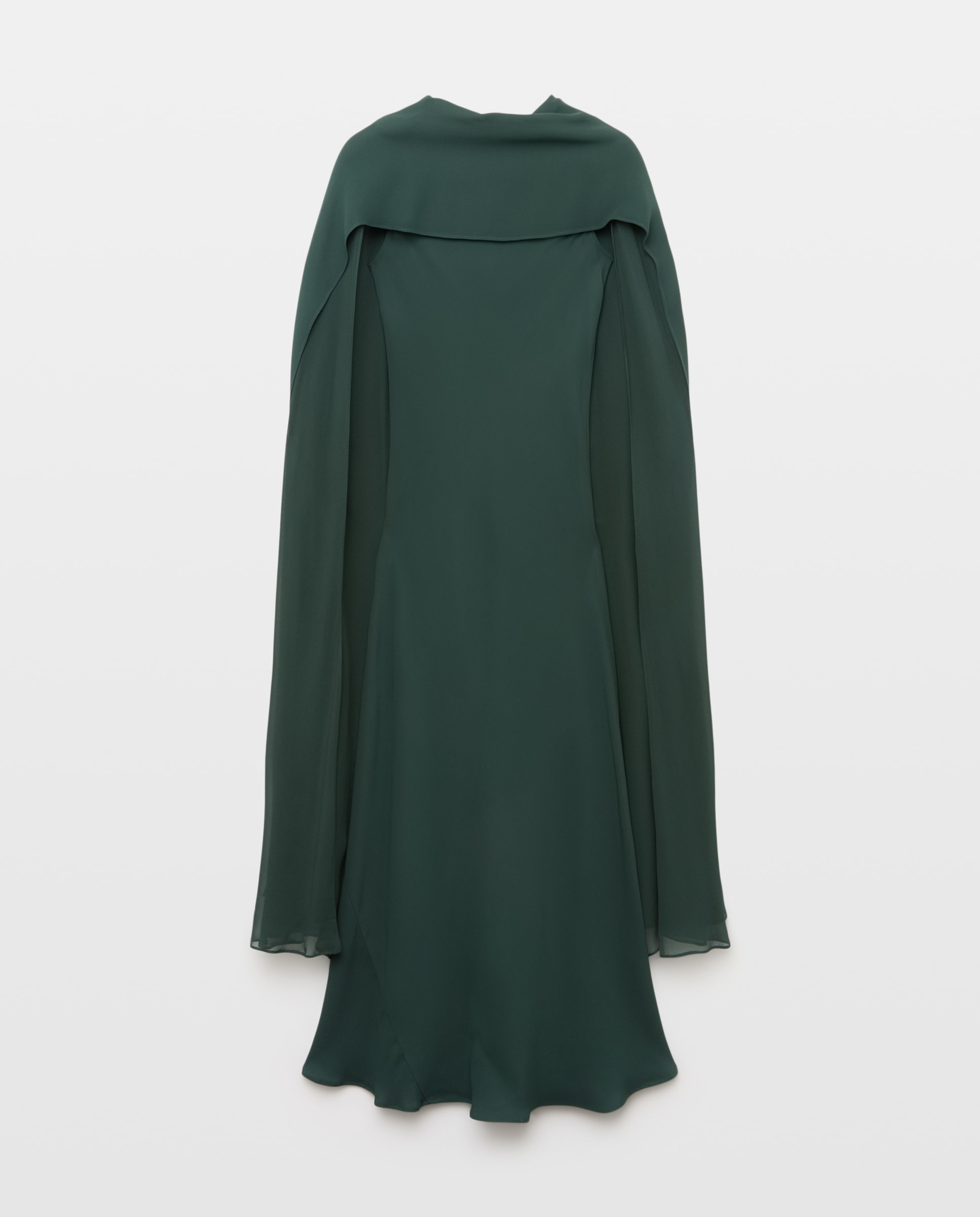 Vestido Comprido sem Mangas e com Capa Assimétrica 530 Verde Escuro-5