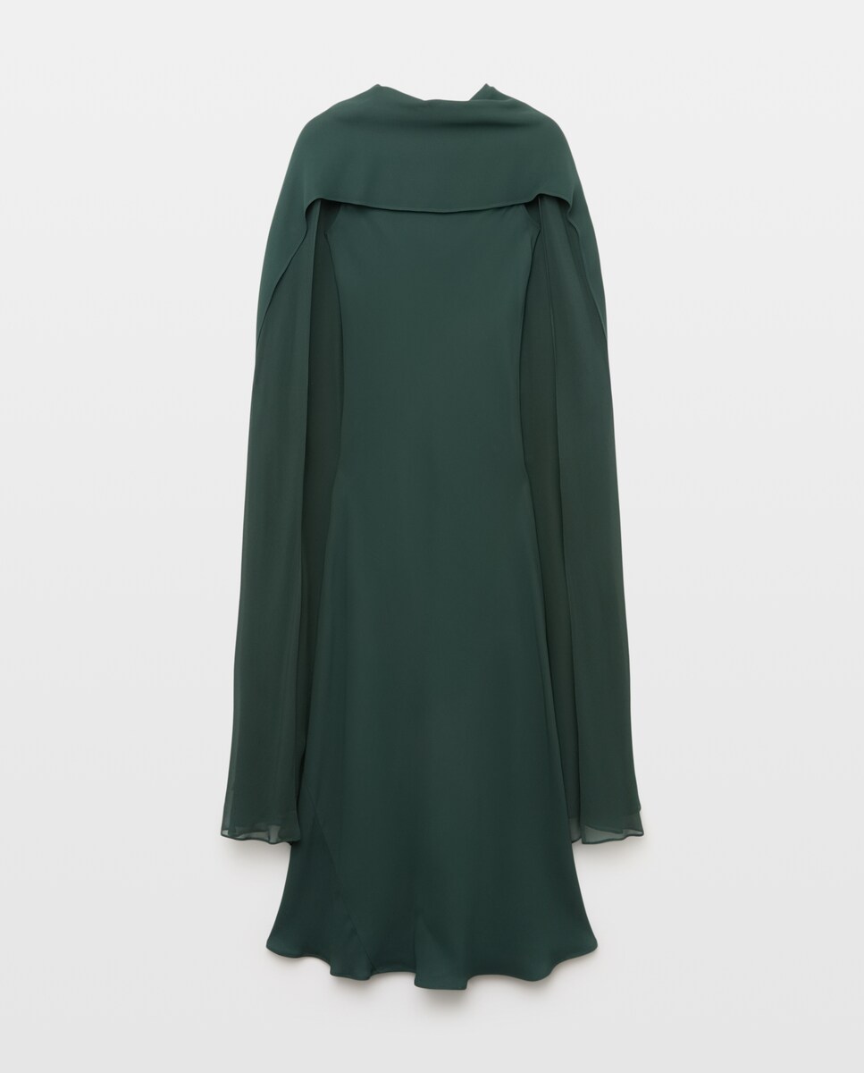 Imagen 0 de Vestido largo sin mangs y capa asimétrica 530 Verde oscuro