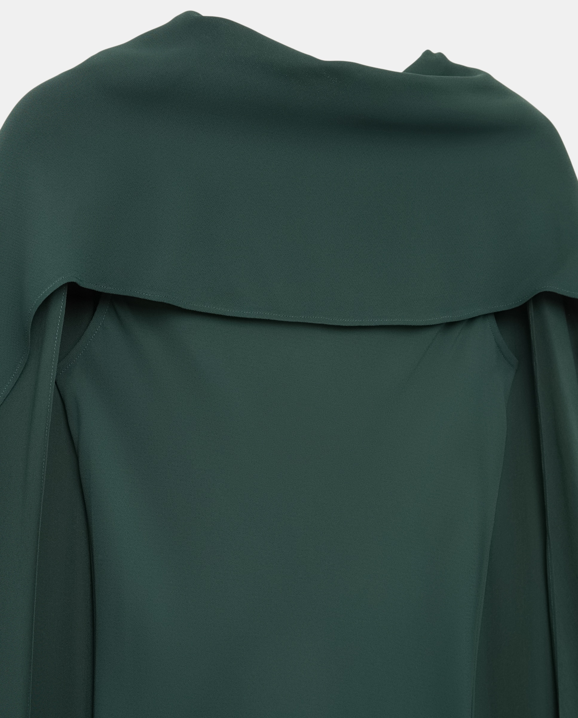 Vestido Comprido sem Mangas e com Capa Assimétrica 530 Verde Escuro-6