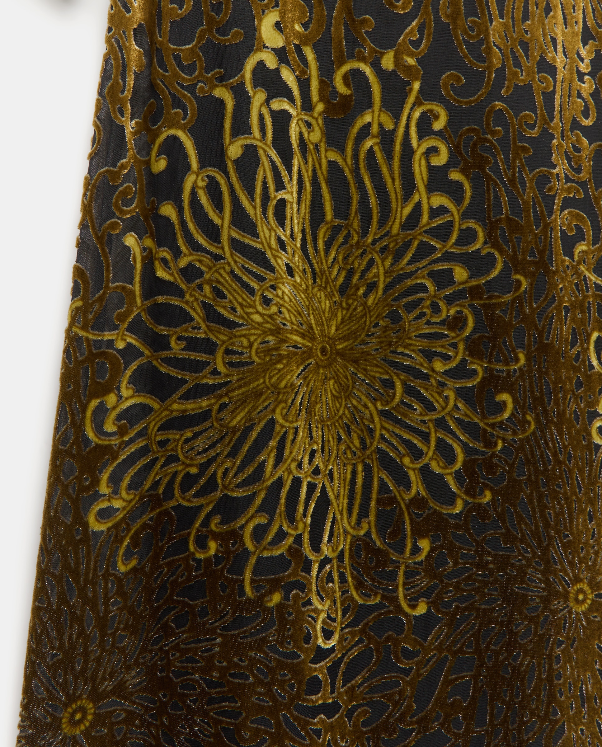 Vestido Comprido sem Mangas com Drapeado Devoré 560 Azeitona-5