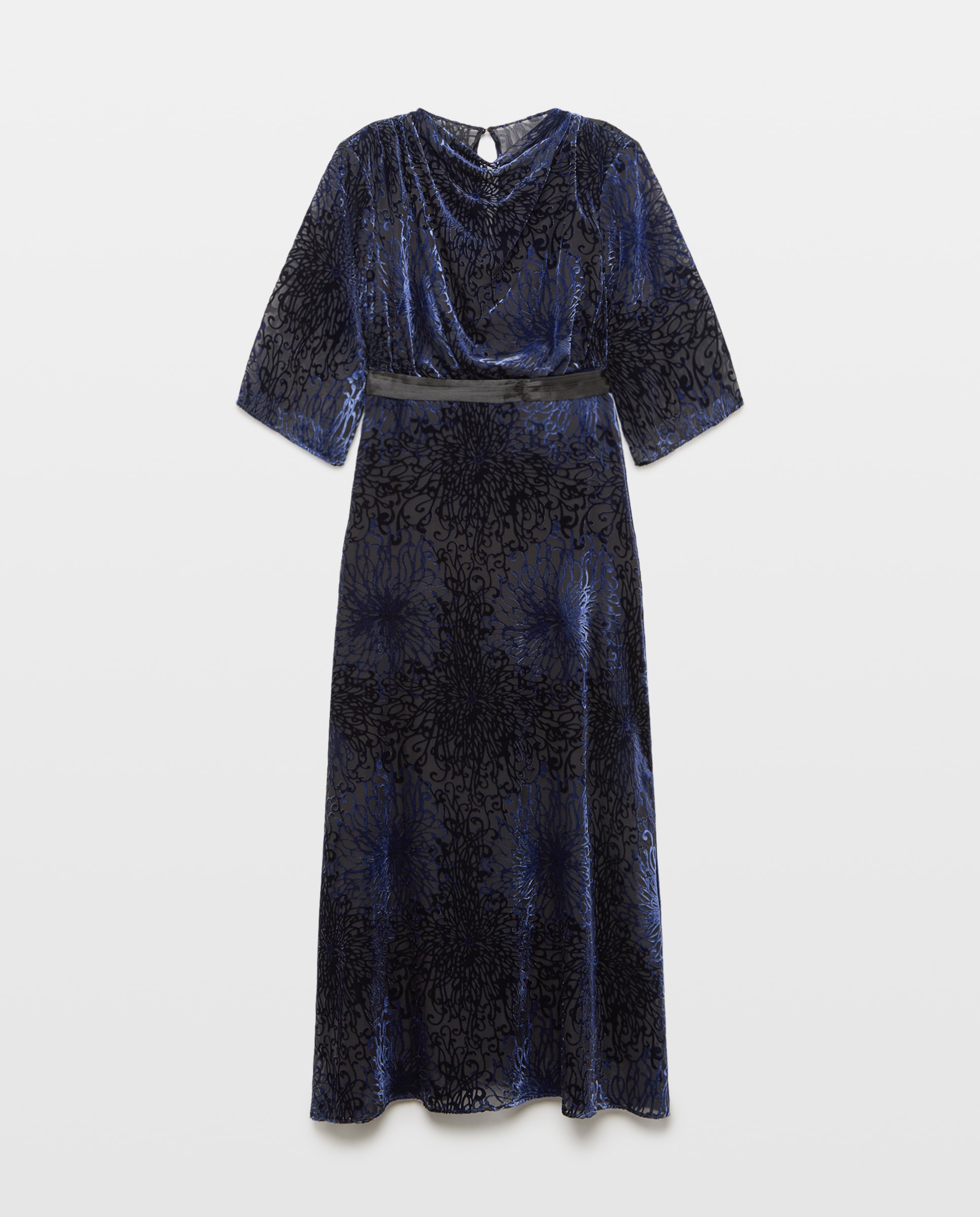 Vestido Devoré com Gola Halter 400 Azul-4
