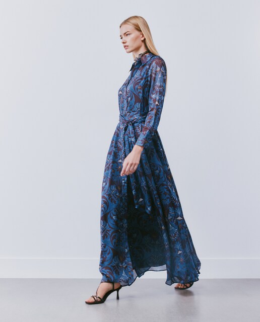Imagen 0 de Vestido camisero largo Azul