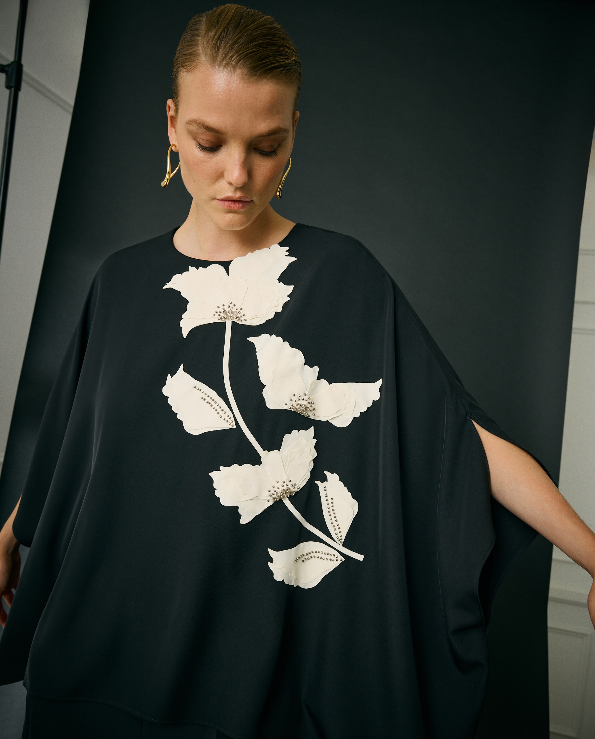 Conjunto de Duas Peças com Manga 3/4 Preto-2