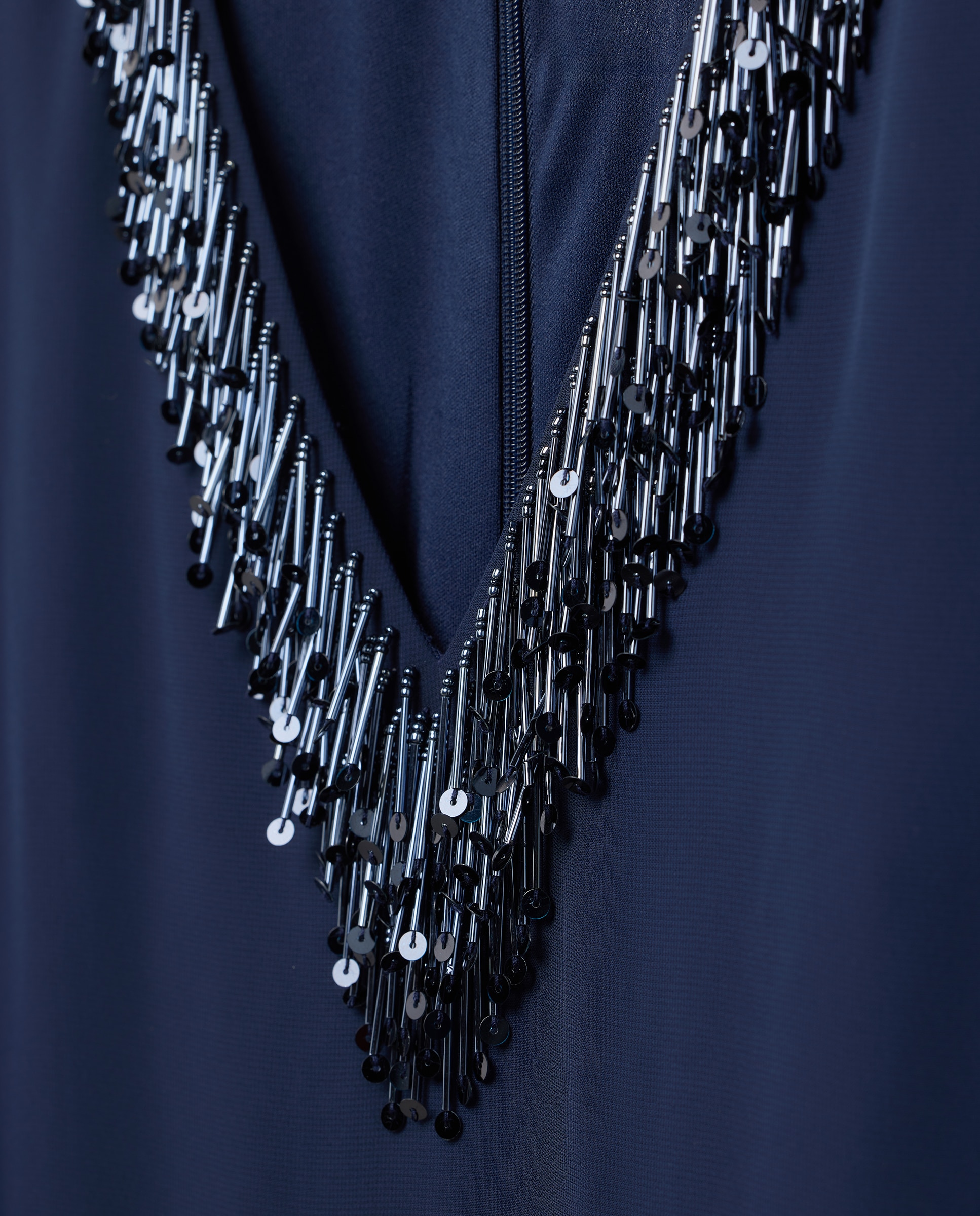 Mono capa asimétrica pedrería escote - Woman Fiesta El Corte Inglés - Azul marino Azul marino-6