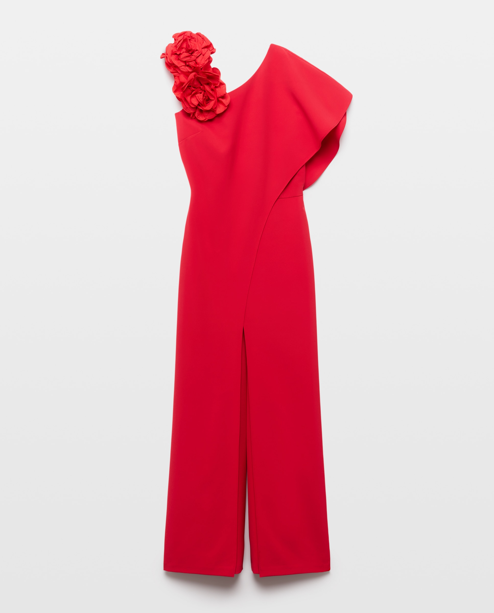 Macacão Assimétrico com Capelina Floral 600 Vermelho-5