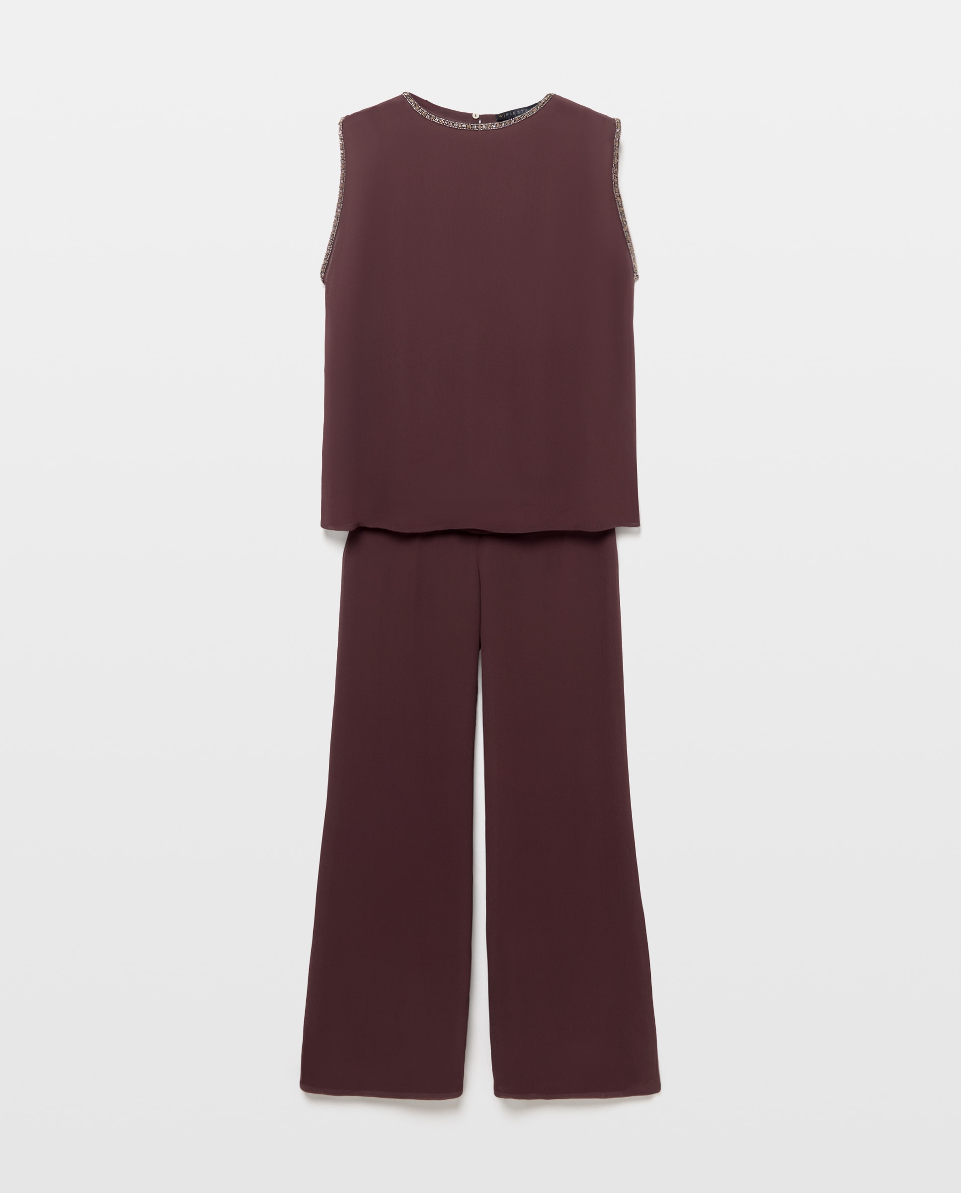 Conjunto de Chiffon com Pedraria Castanho-6