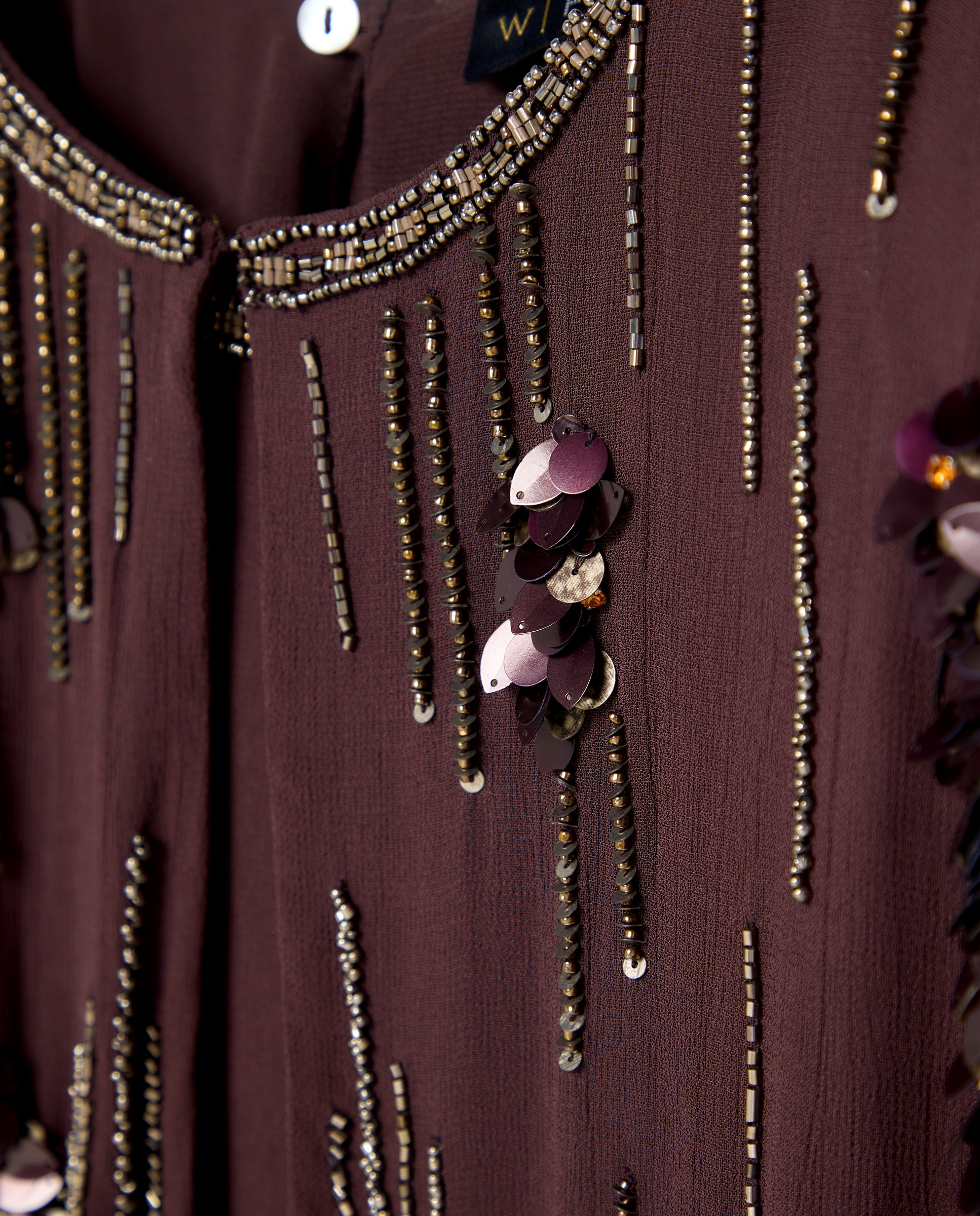 Conjunto de Chiffon com Pedraria Castanho-8