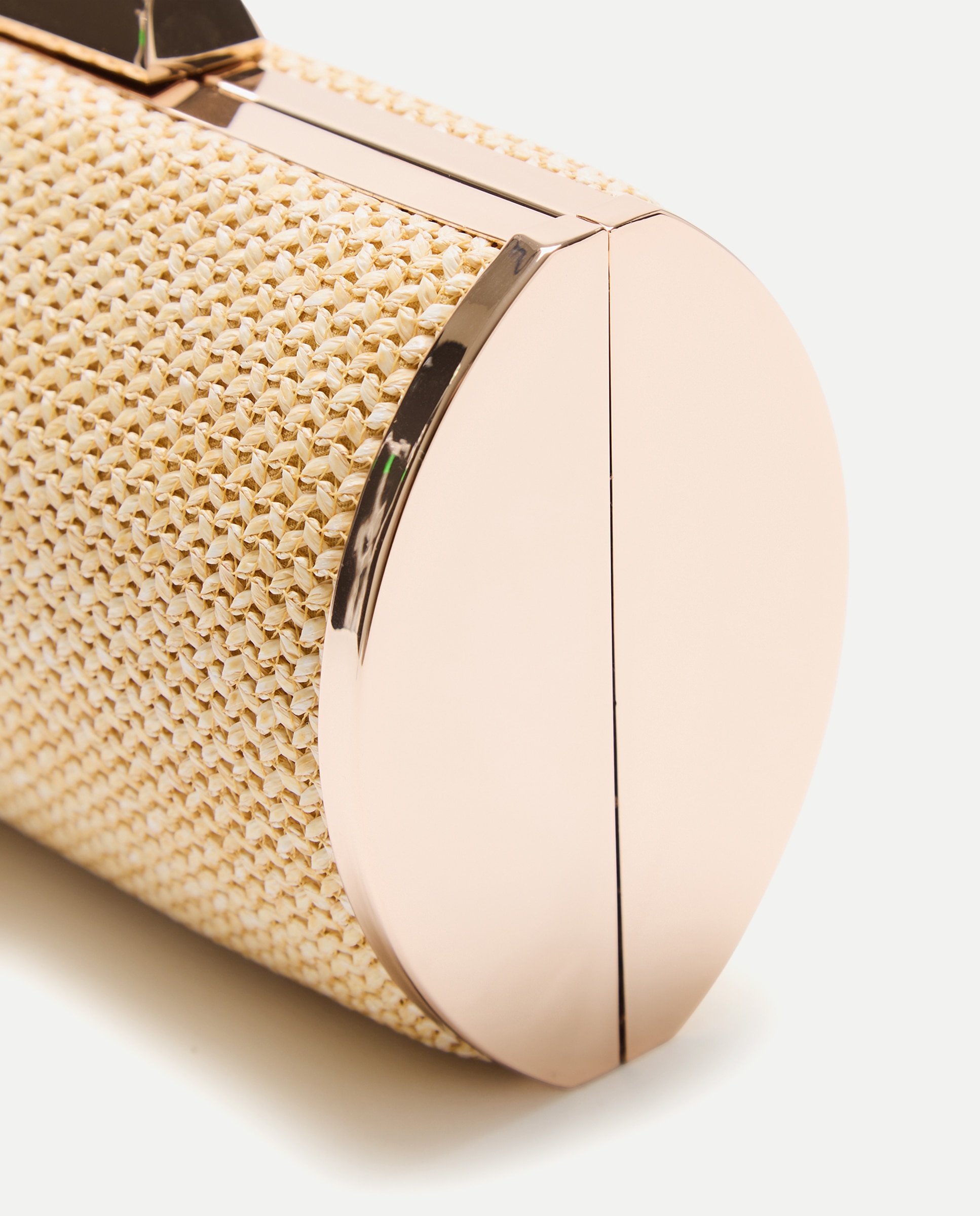 Mala Clutch de Ráfia em Forma de Cilindro 120 Cru-3