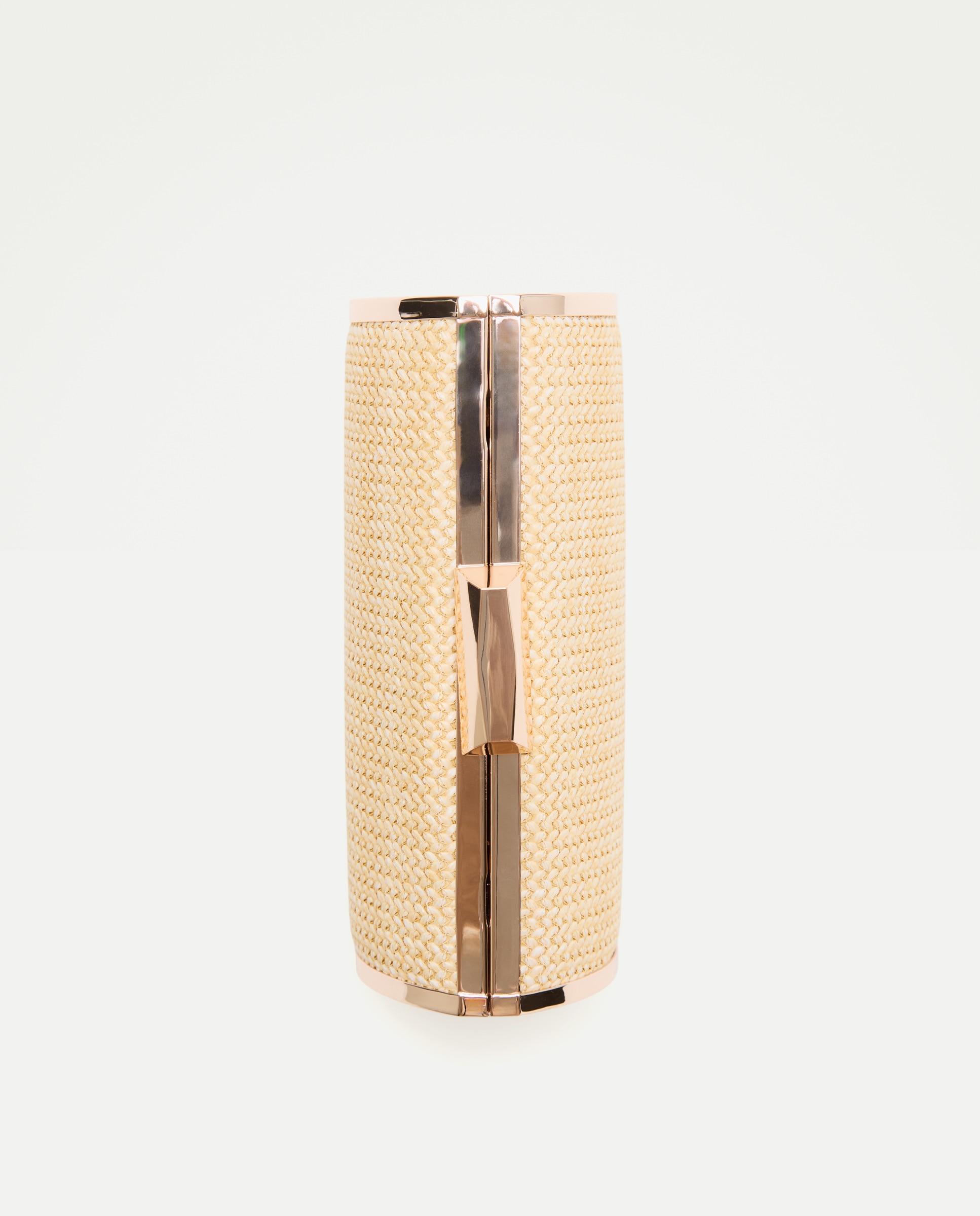 Mala Clutch de Ráfia em Forma de Cilindro 120 Cru-4