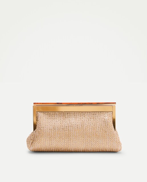 Bolso clutch de rafia de forma alargada