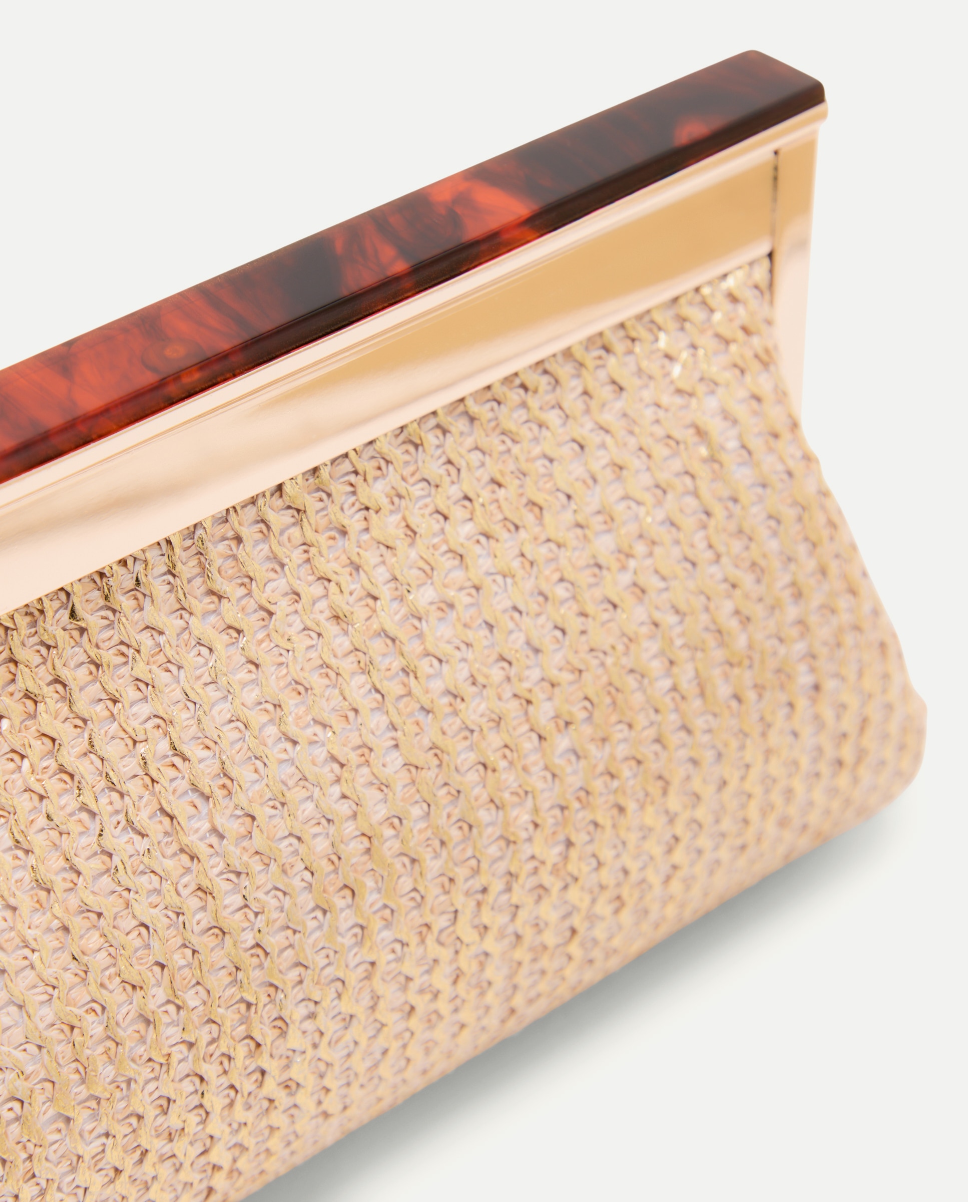 Mala Clutch de Ráfia de Forma Alargada 391 Ouro Velho-3