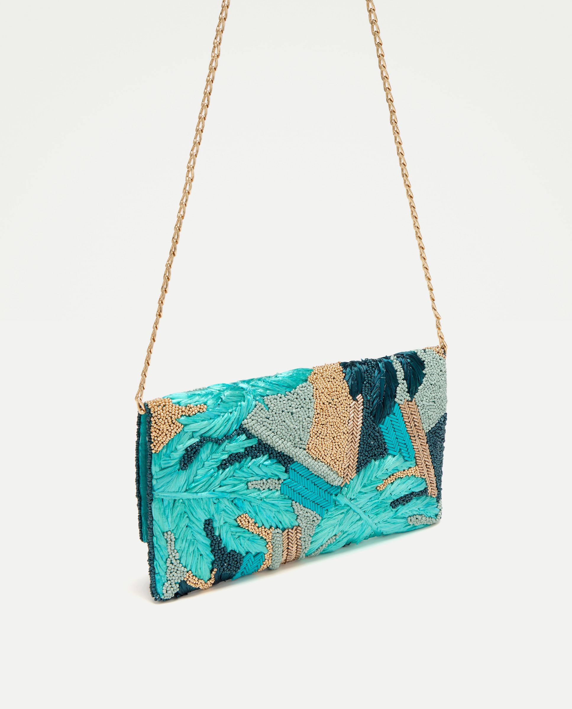 Mala Tipo Clutch de Ráfia Verde-6