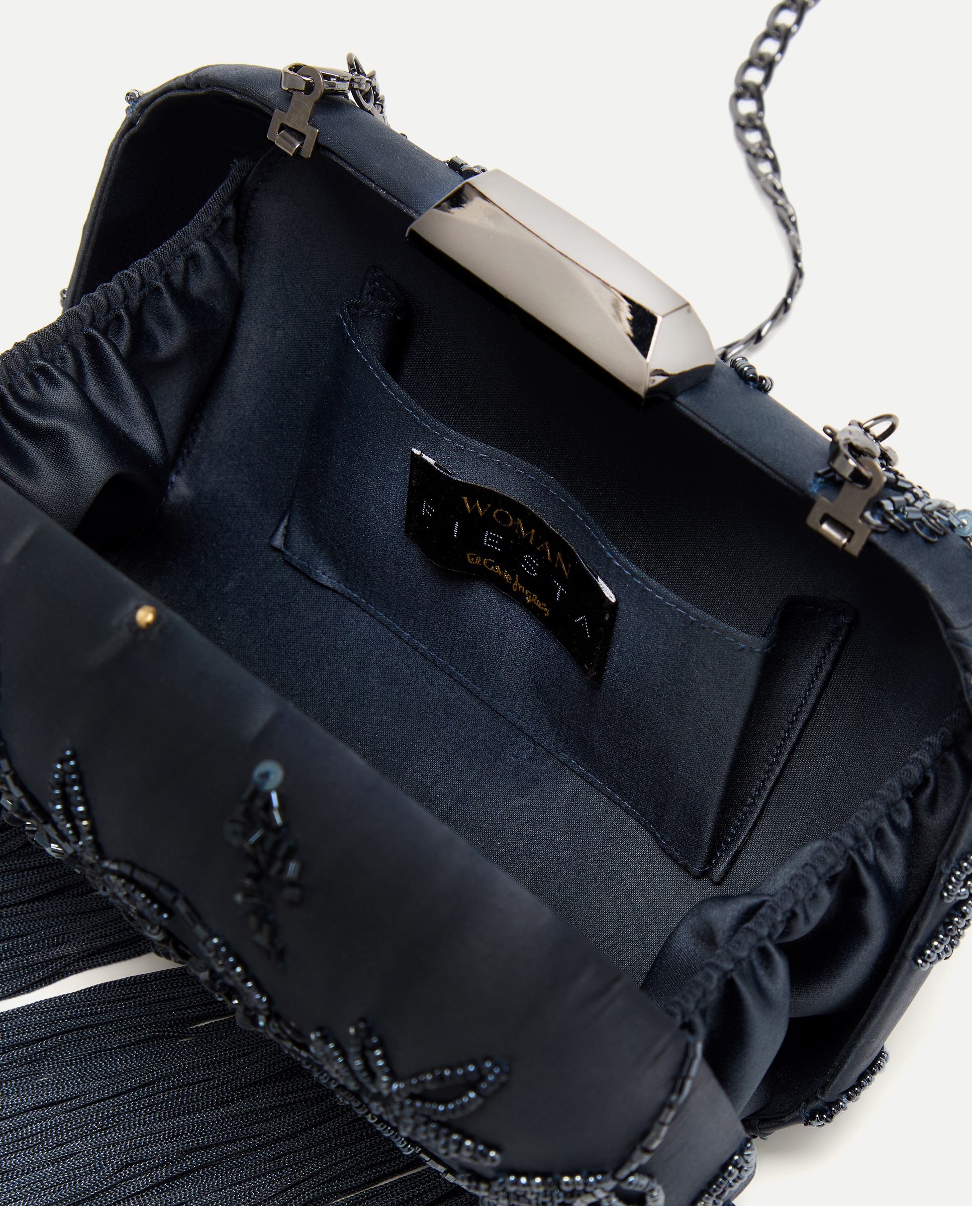 Mala Clutch com Bordado de Pedraria 830 Antracite-5