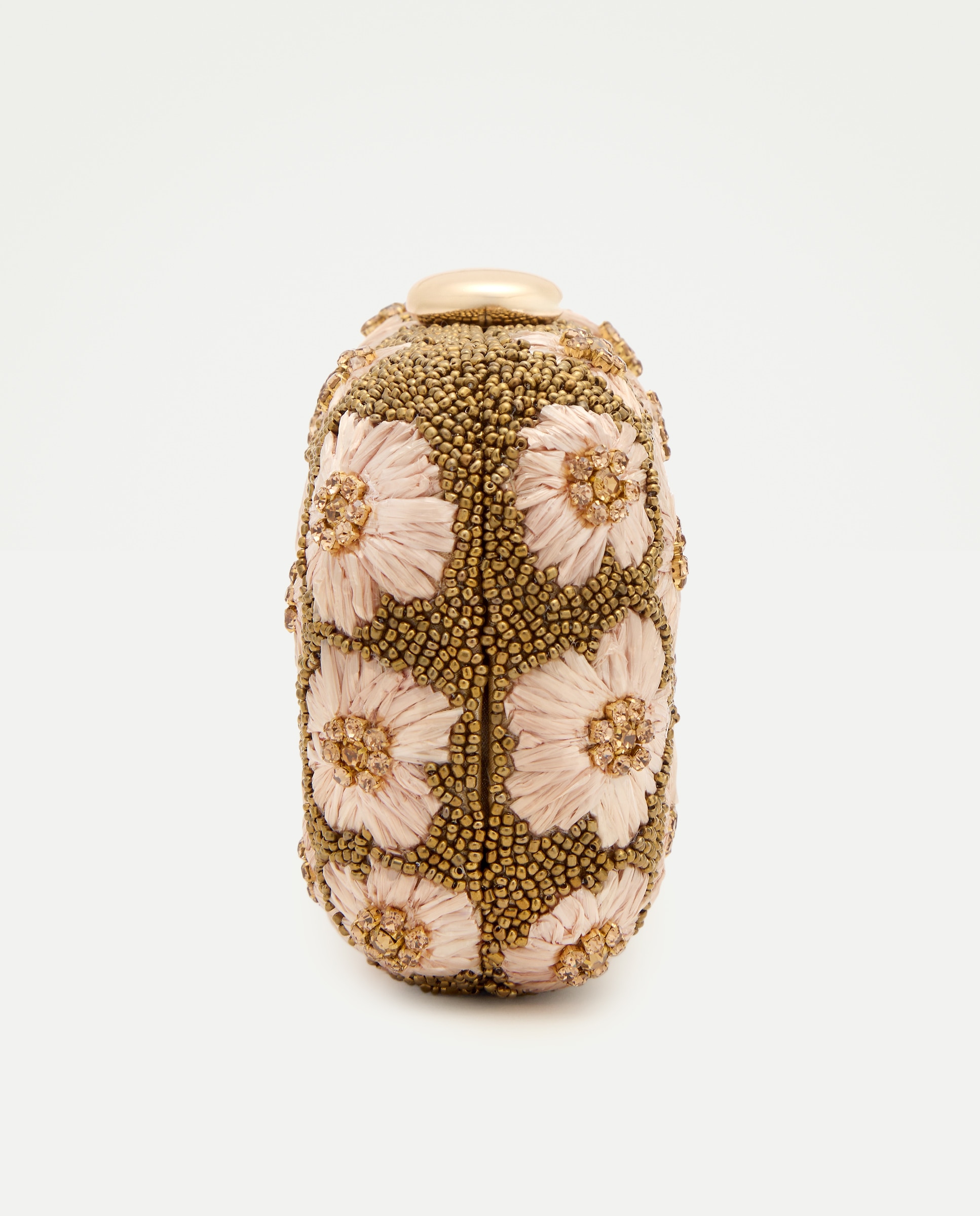 Mala Clutch de Ráfia com Flores 390 Ouro-2