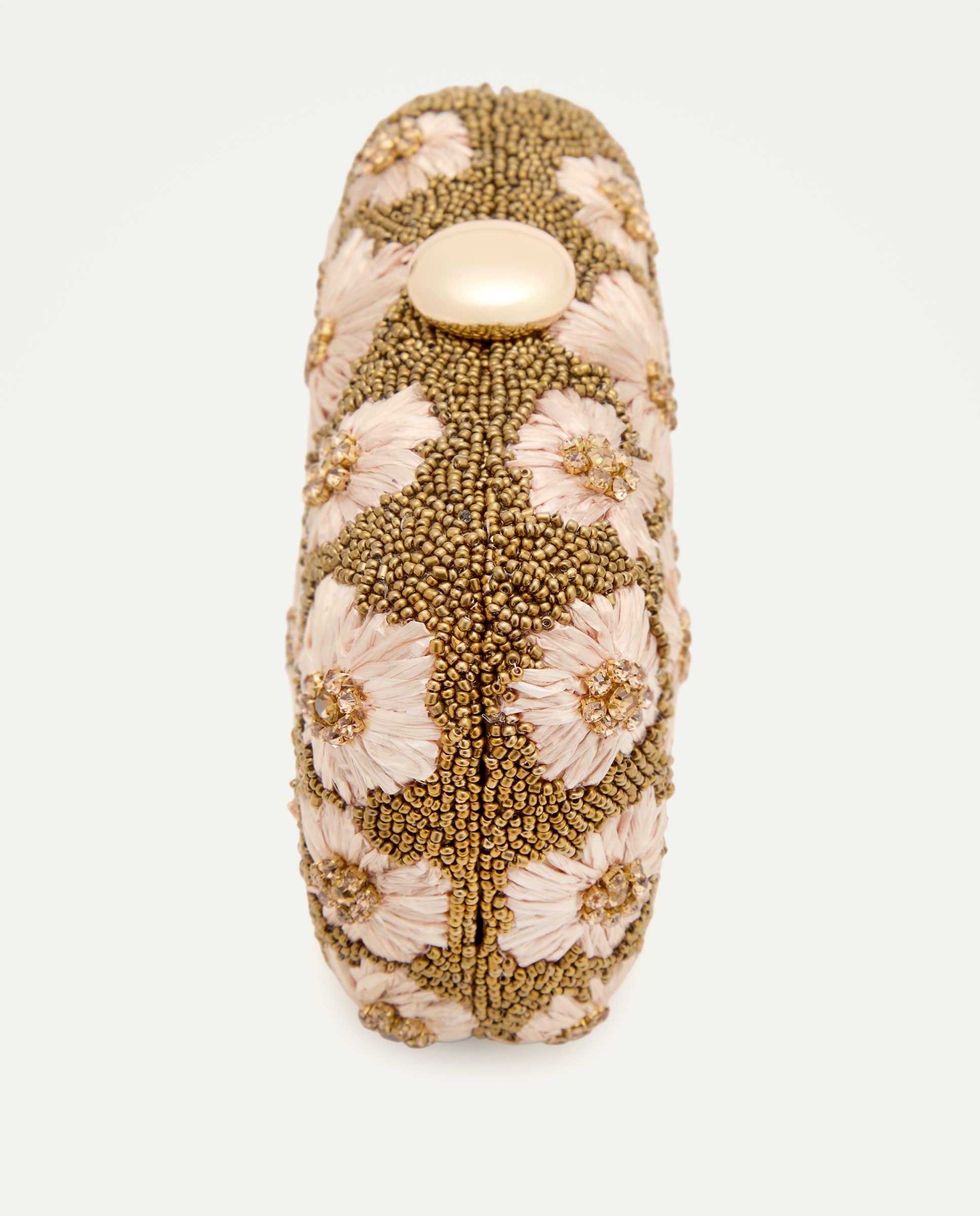 Mala Clutch de Ráfia com Flores 390 Ouro-3