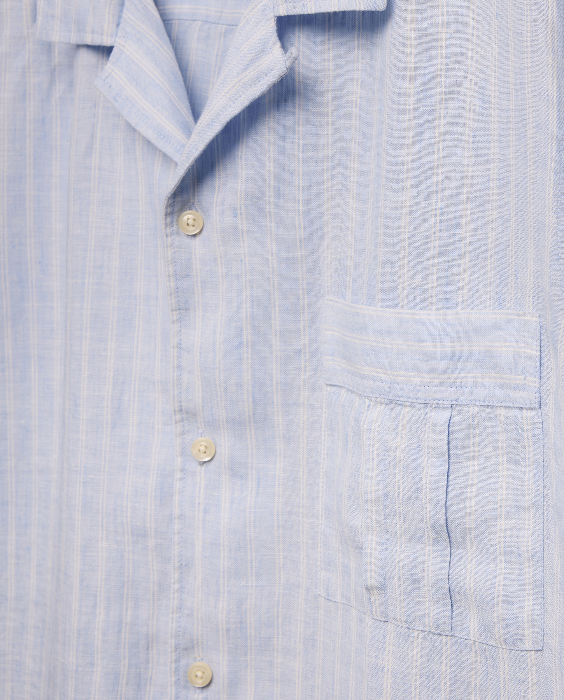 Camisa de manga corta lino beachwear de hombre - Emidio Tucci - Crudo Azul claro-5