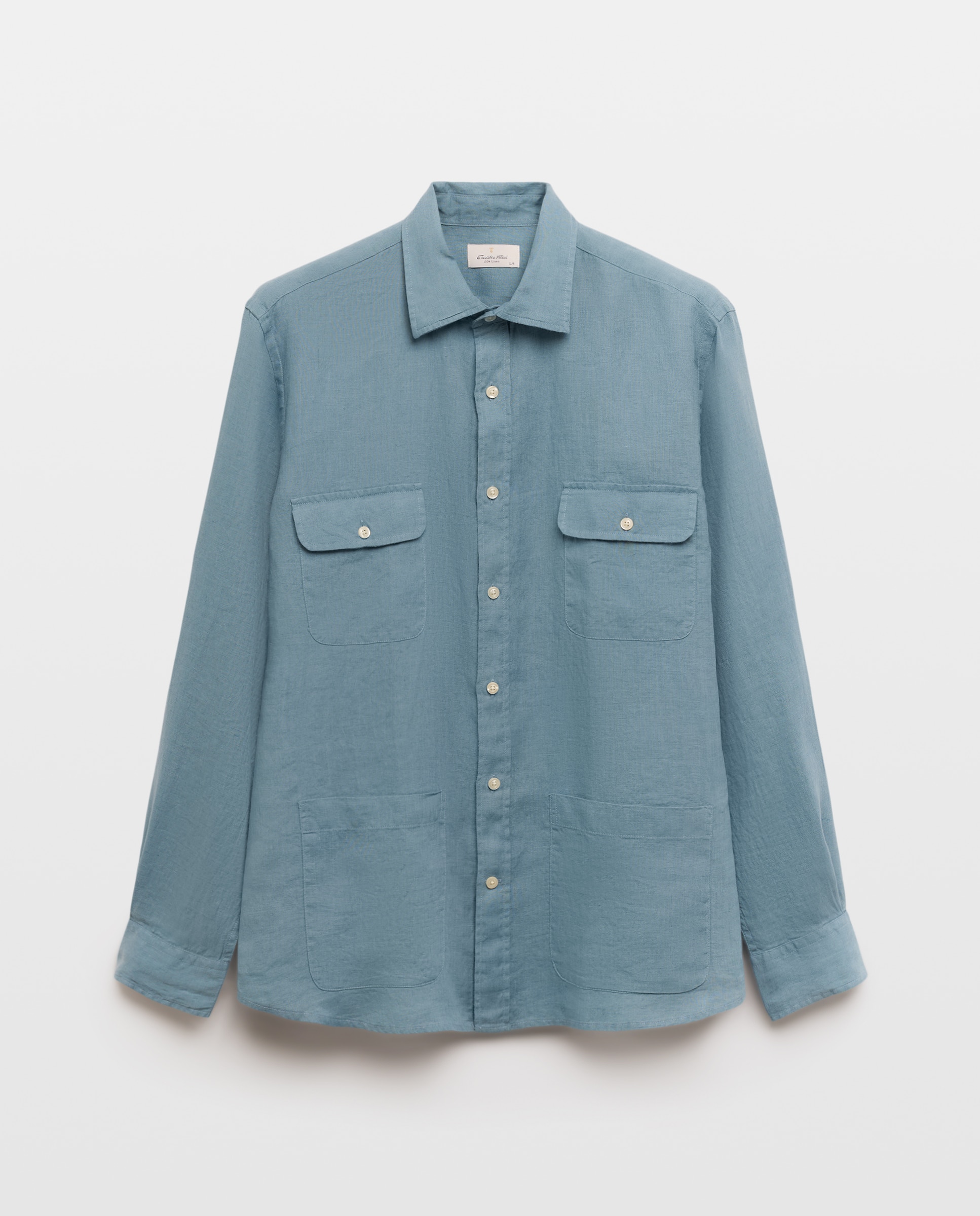 Camisa Guayabera de Linho Beachwear Azul-4