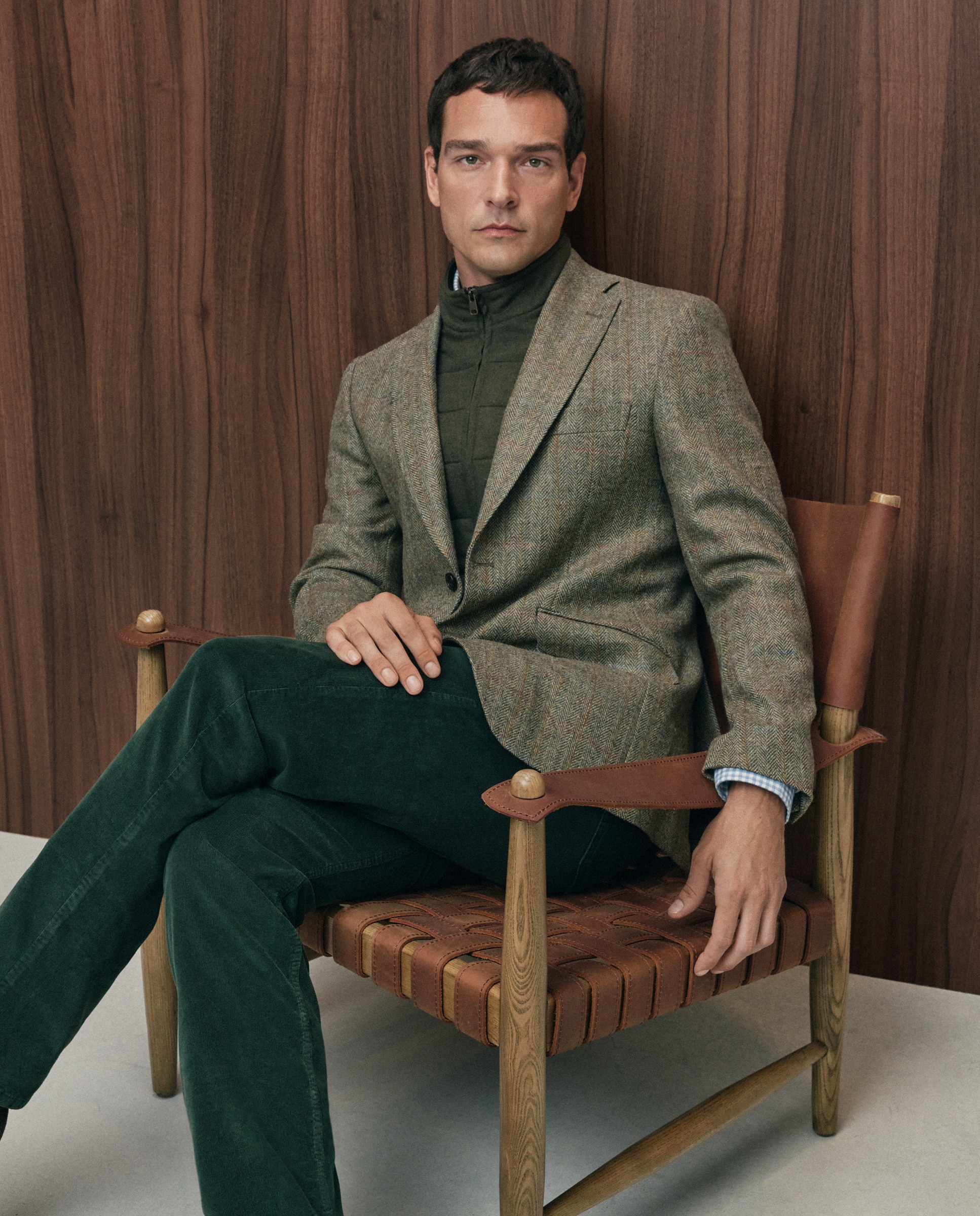 Imagen 1 de Chaqueta regular fit pechera desmontable espiga 100% lana hombre - Emidio Tucci - Verde Verde