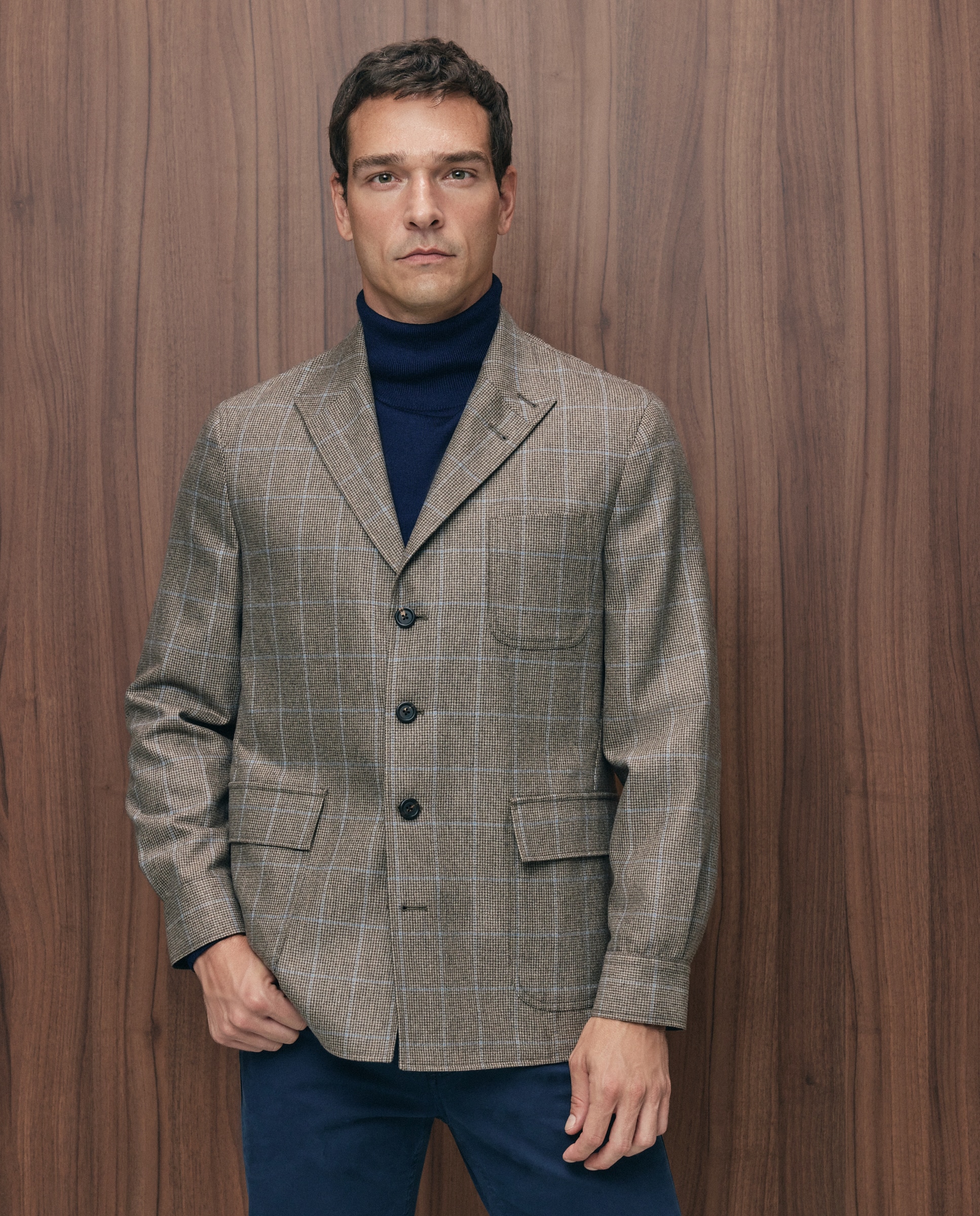 Chaqueta teba cuadro ventana lana cashmere hombre - Emidio Tucci - Tostado Tostado-1
