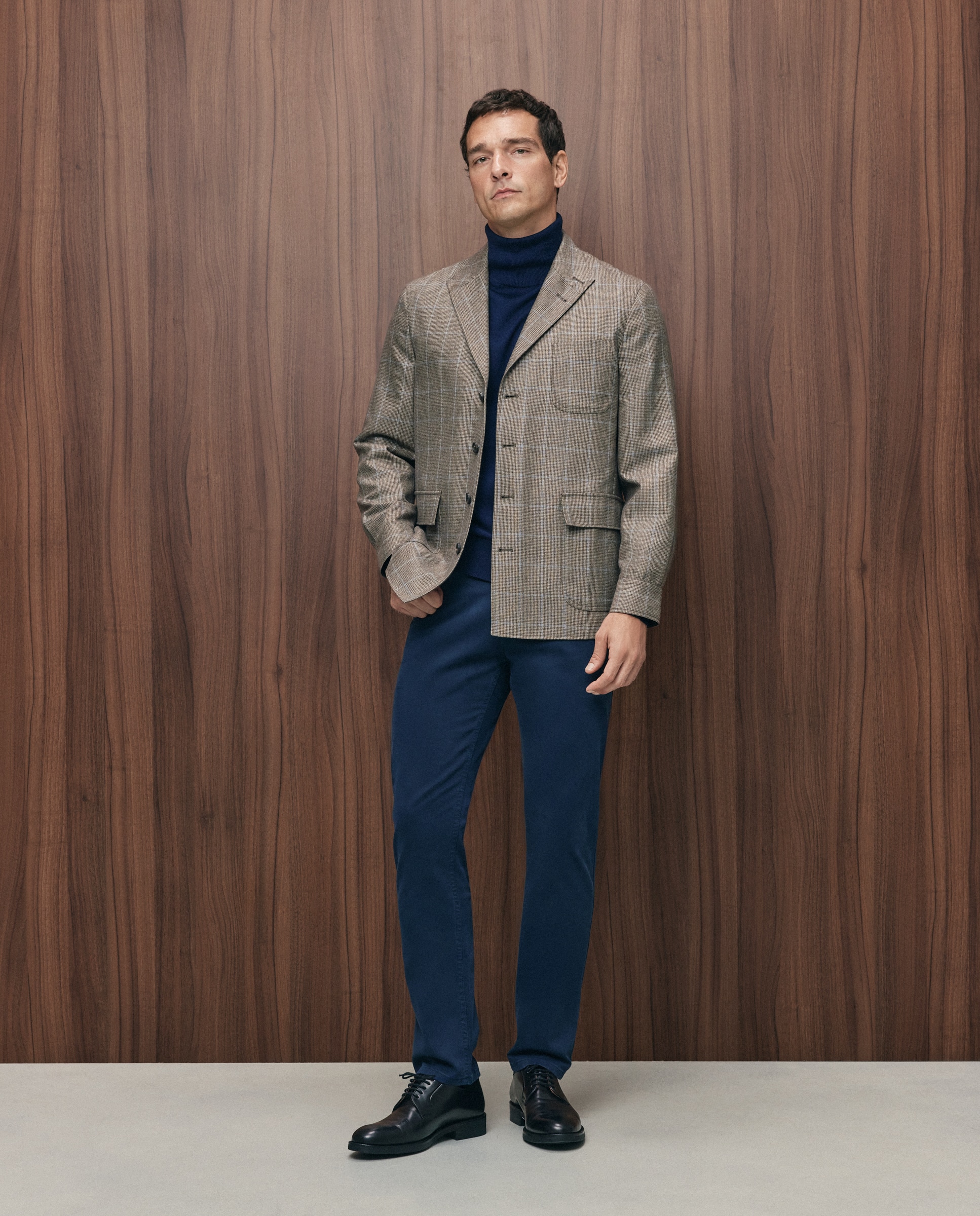 Chaqueta teba cuadro ventana lana cashmere hombre - Emidio Tucci - Tostado Tostado-2
