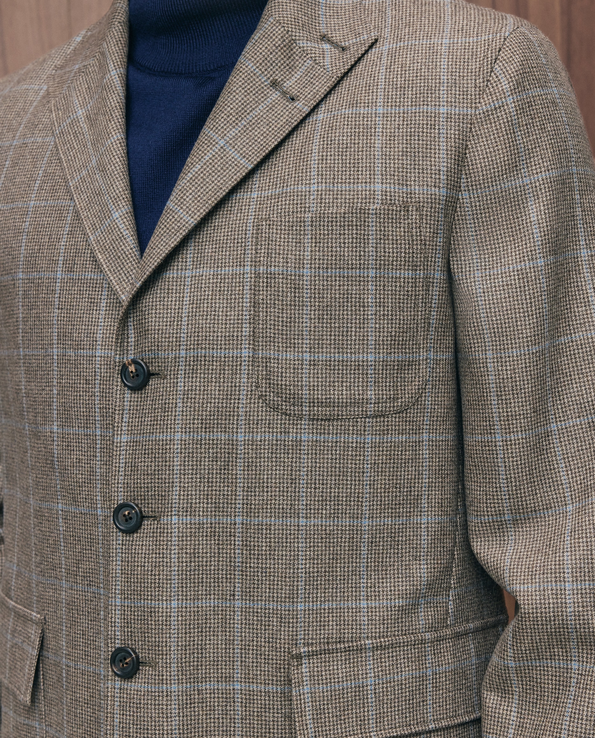 Chaqueta teba cuadro ventana lana cashmere hombre - Emidio Tucci - Tostado Tostado-4
