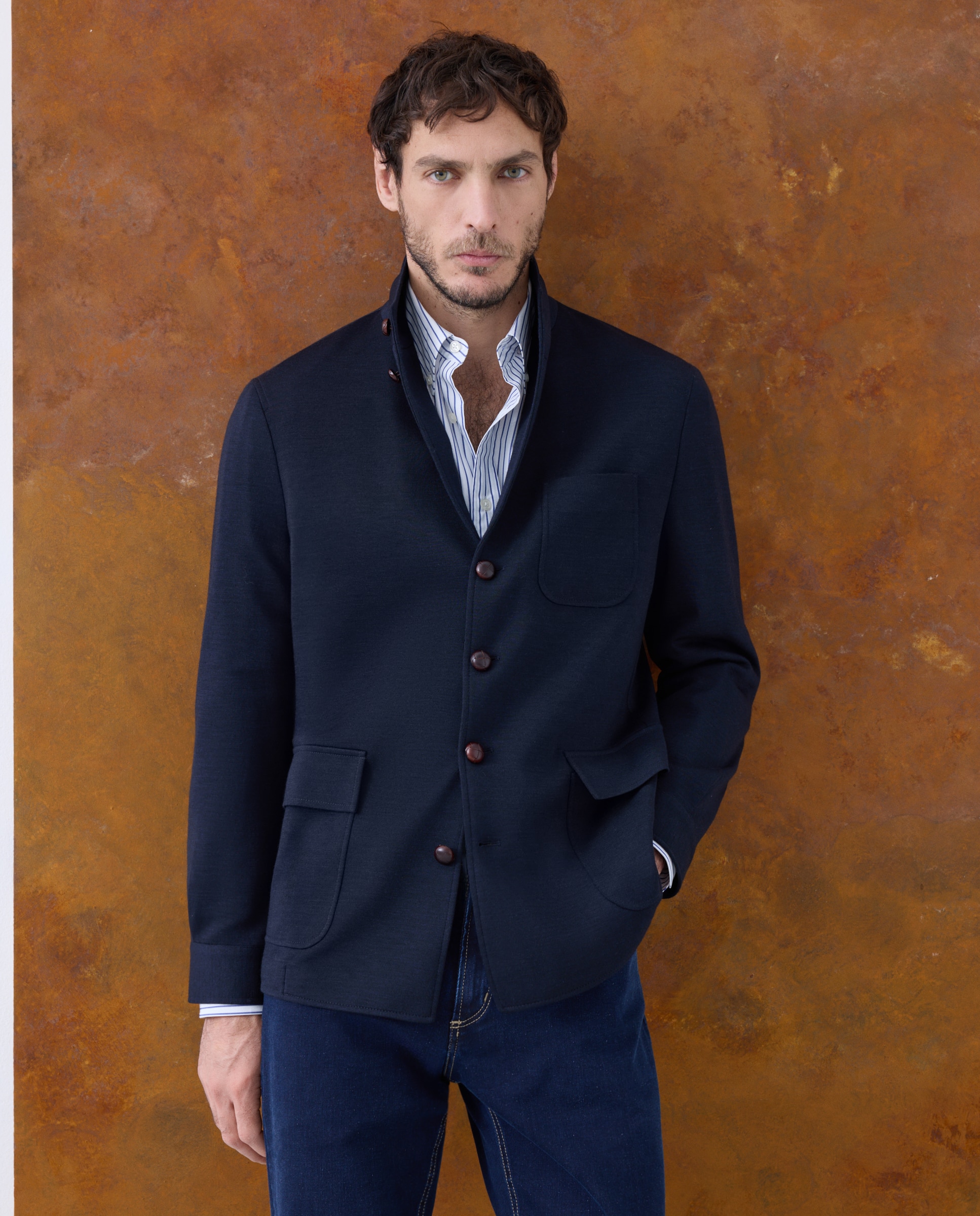 Chaqueta teba 100% lana hombre - Emidio Tucci - Azul marino Azul marino-1