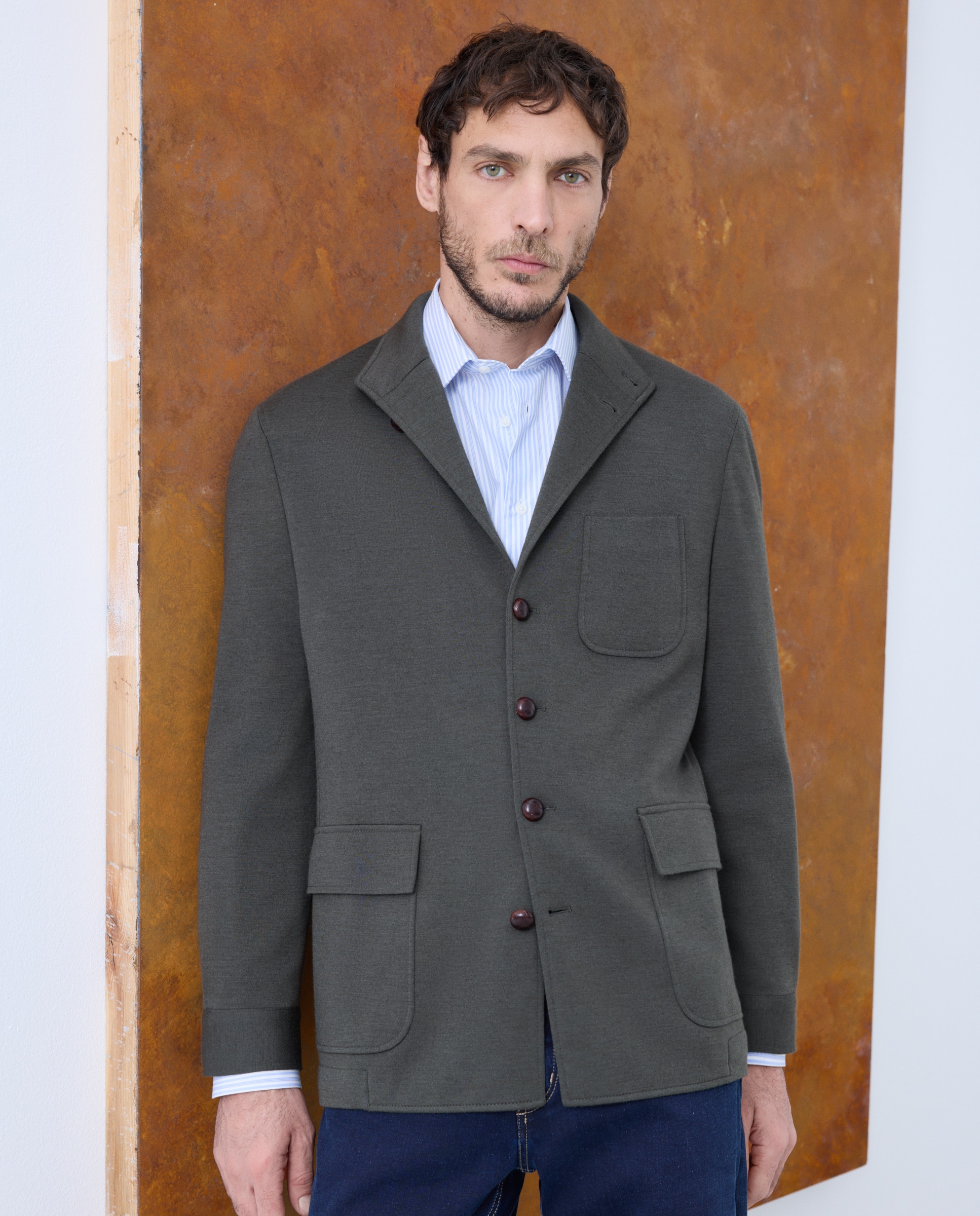 Chaqueta teba 100% lana hombre - Emidio Tucci - Verde militar Verde militar-2