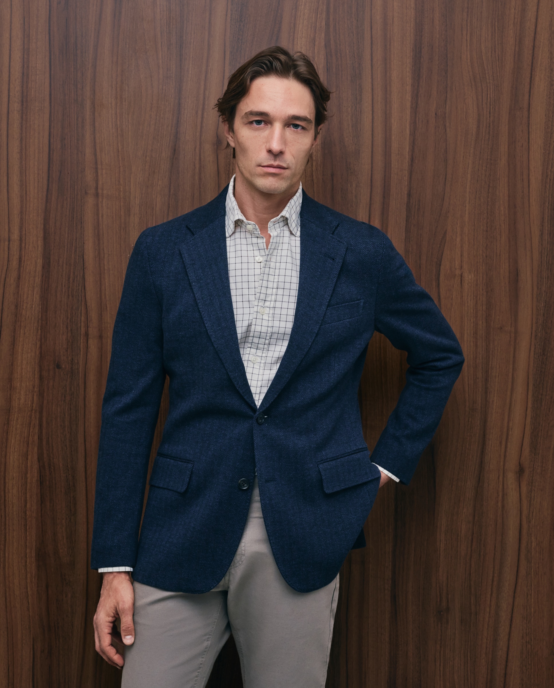 Chaqueta punto espiga 100% algodón hombre - Emidio Tucci - Azul Azul-1