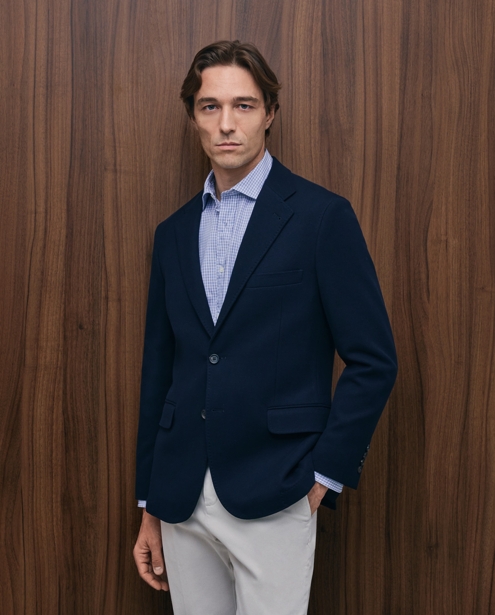 Chaqueta de hombre sport punto pique fit slim - Emidio Tucci - Azul marino Azul marino-1