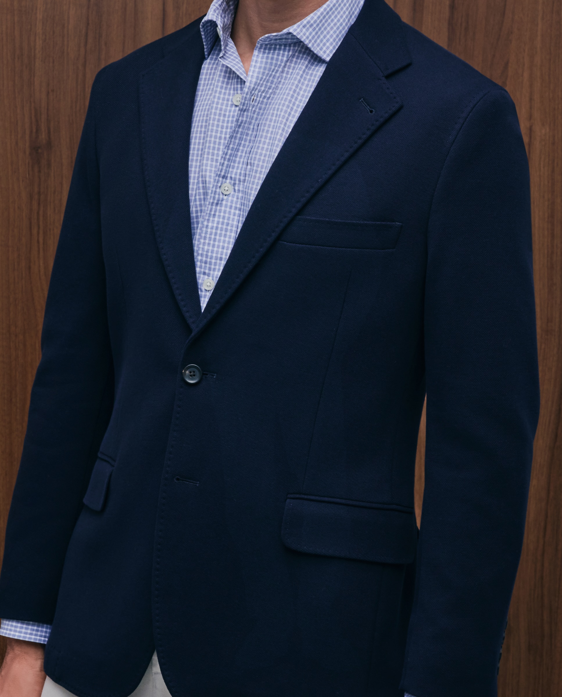 Chaqueta de hombre sport punto pique fit slim - Emidio Tucci - Azul marino Azul marino-3