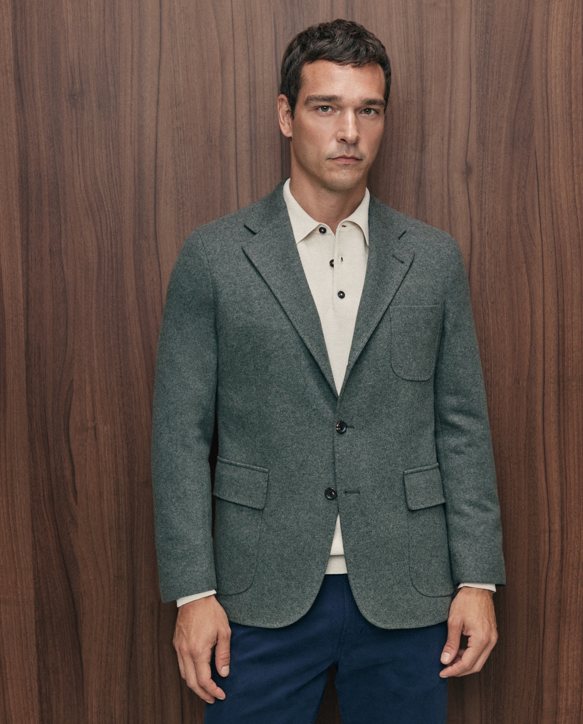 Chaqueta de hombre sport punto melange sport - Emidio Tucci - Kaki Kaki-2