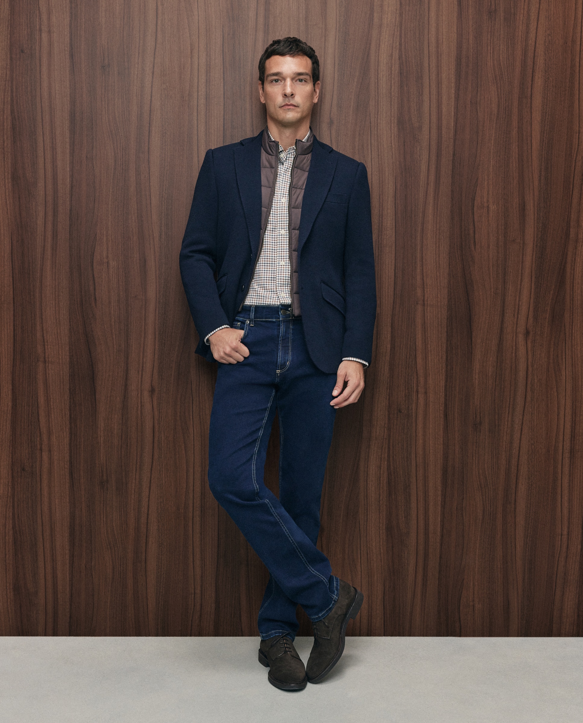 Imagen 1 de Chaqueta regular fit pechera punto lana algodón hombre - Emidio Tucci - Marrón Marrón