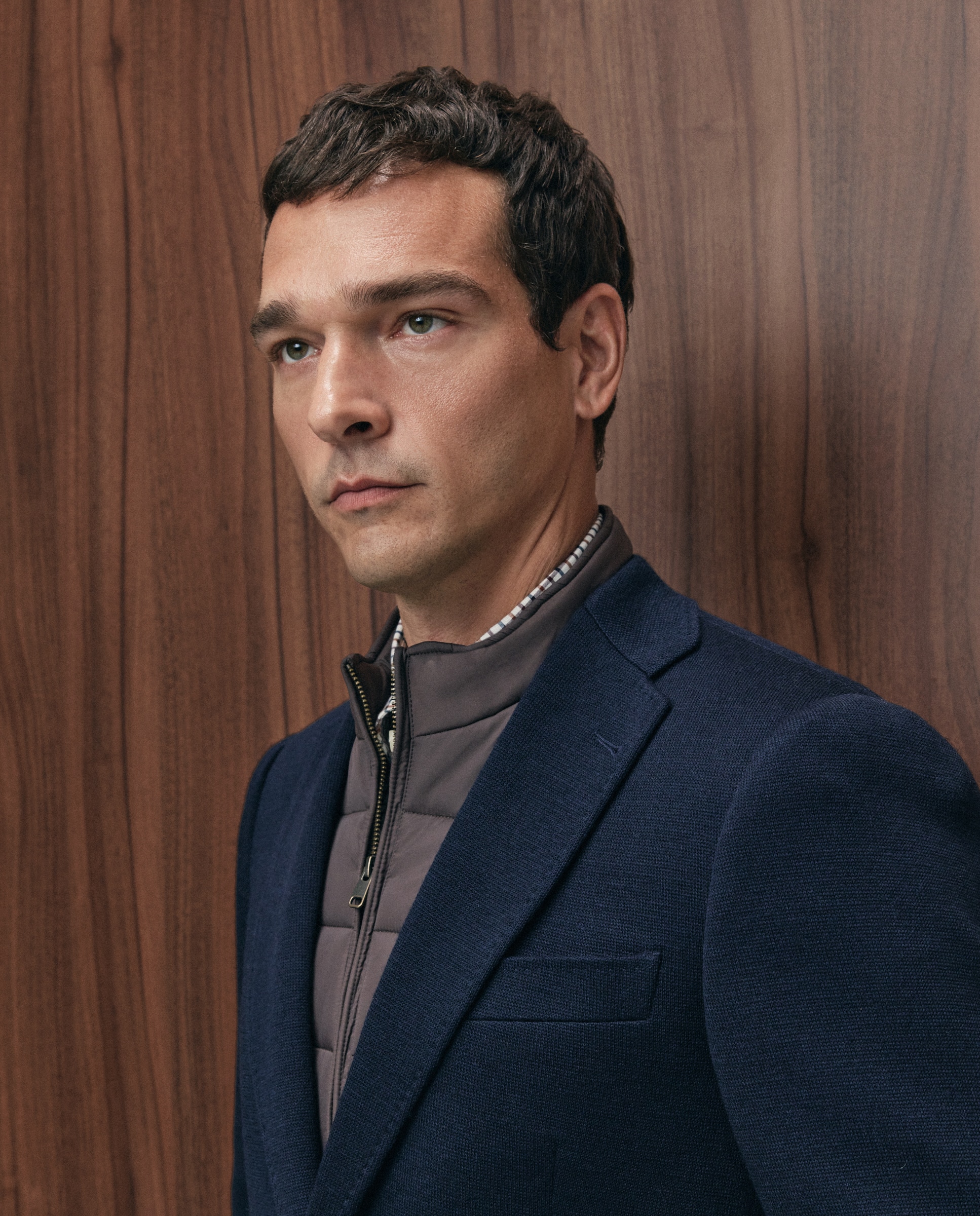 Imagen 2 de Chaqueta regular fit pechera punto lana algodón hombre - Emidio Tucci - Marrón Marrón