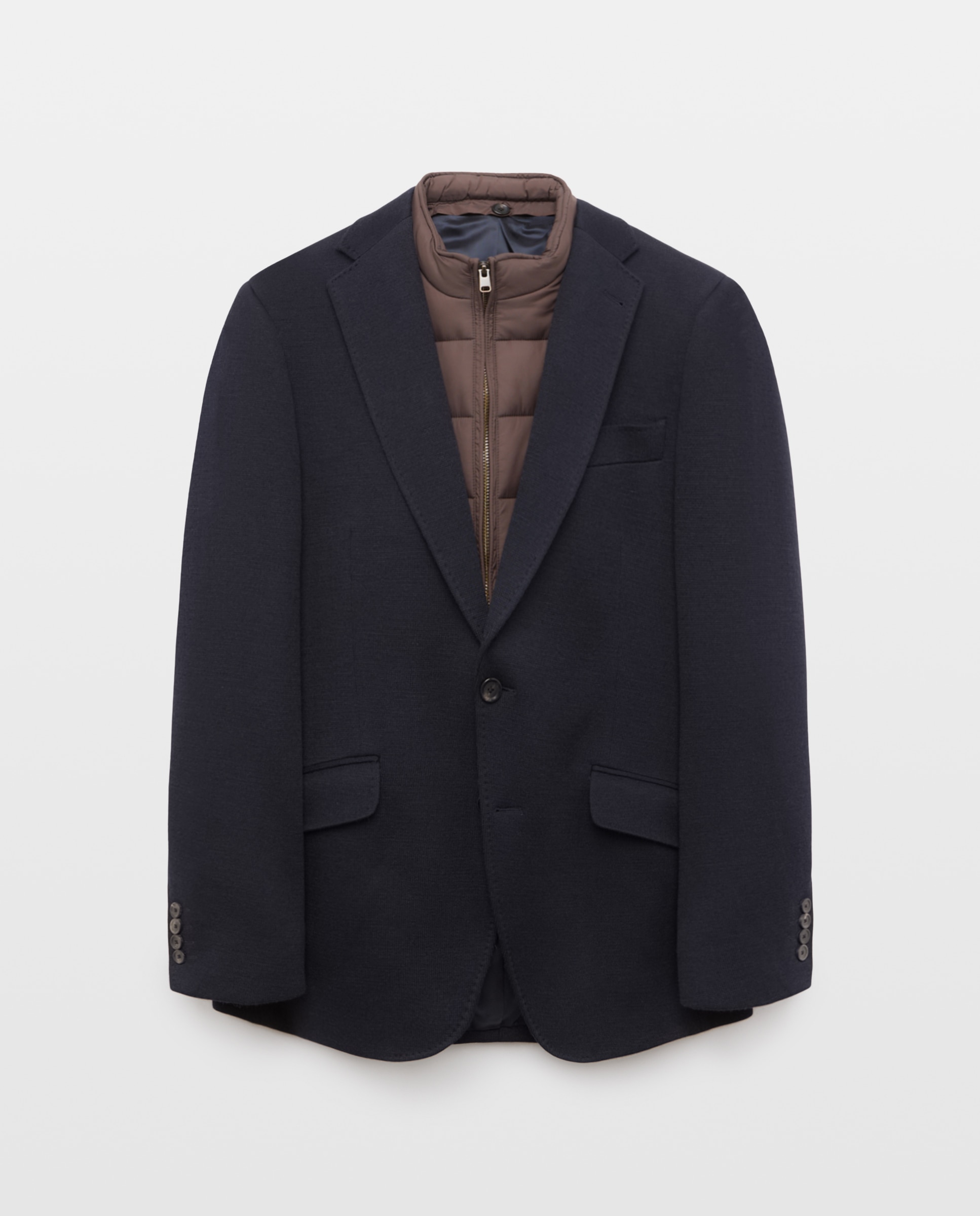 Imagen 5 de Chaqueta regular fit pechera punto lana algodón hombre - Emidio Tucci - Marrón Marrón