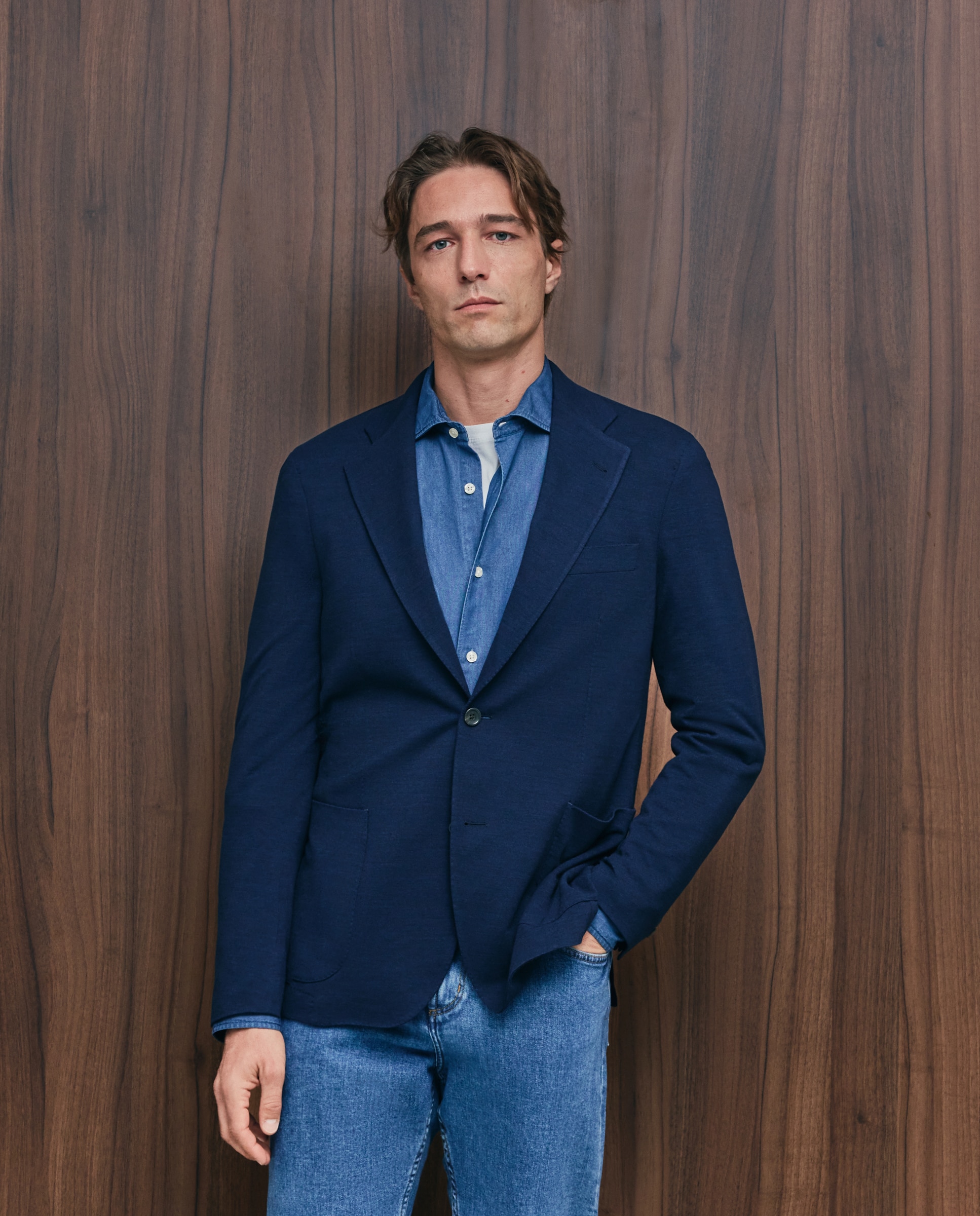 Chaqueta de hombre punto - Emidio Tucci - Azul marino Azul marino-1
