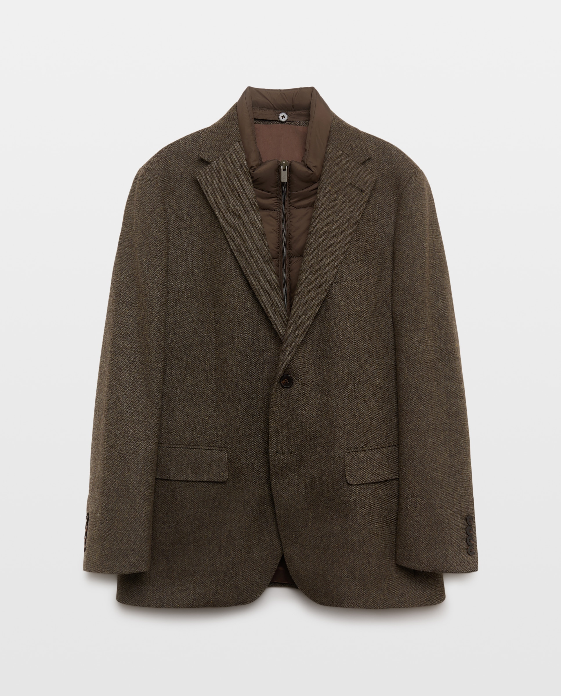 Americana regular fit mezcla algodón con pecherin desmontable de hombre - Dustin - Verde Verde-1