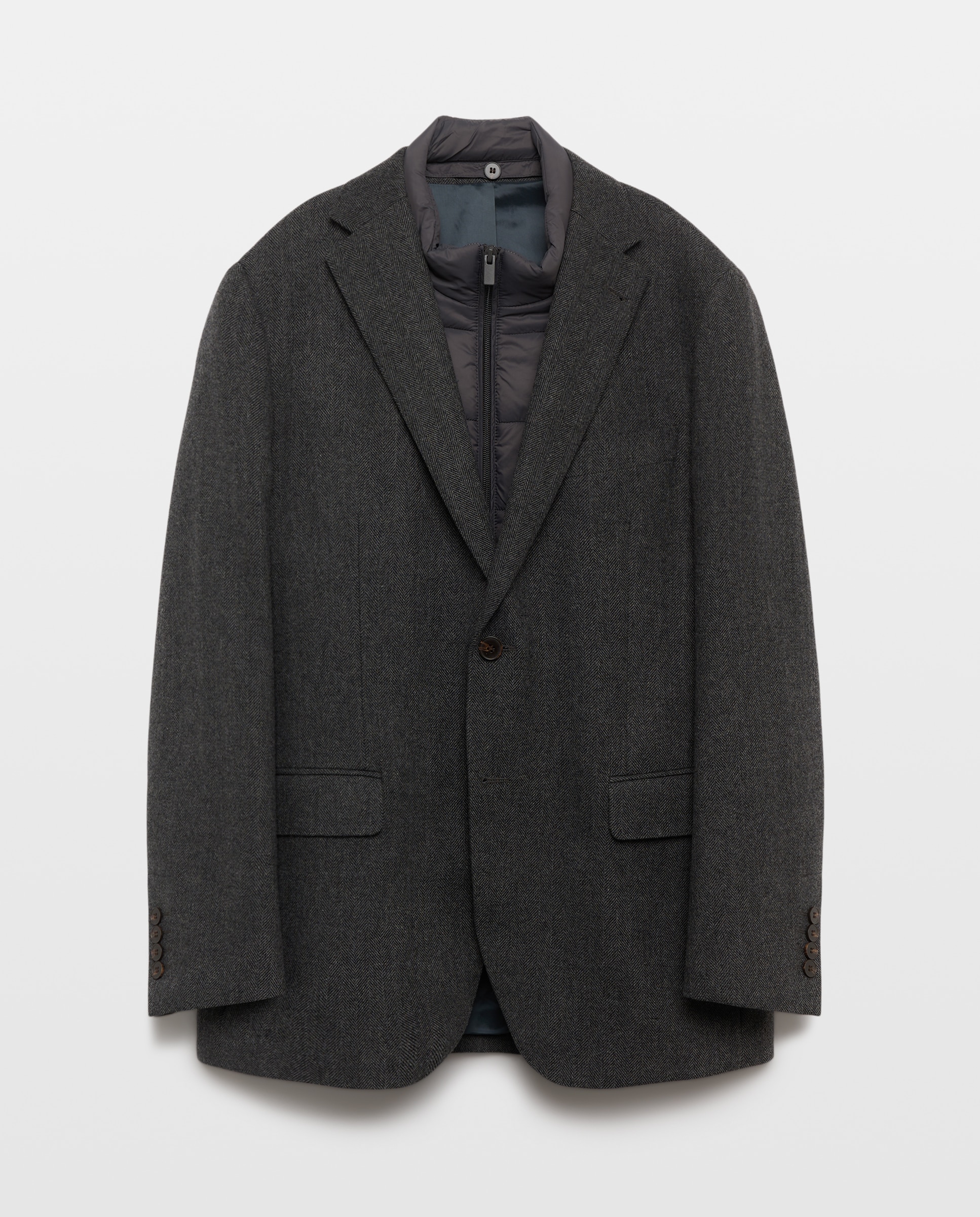 Americana regular fit mezcla algodón con pecherin desmontable de hombre - Dustin - Gris oscuro Gris oscuro-1
