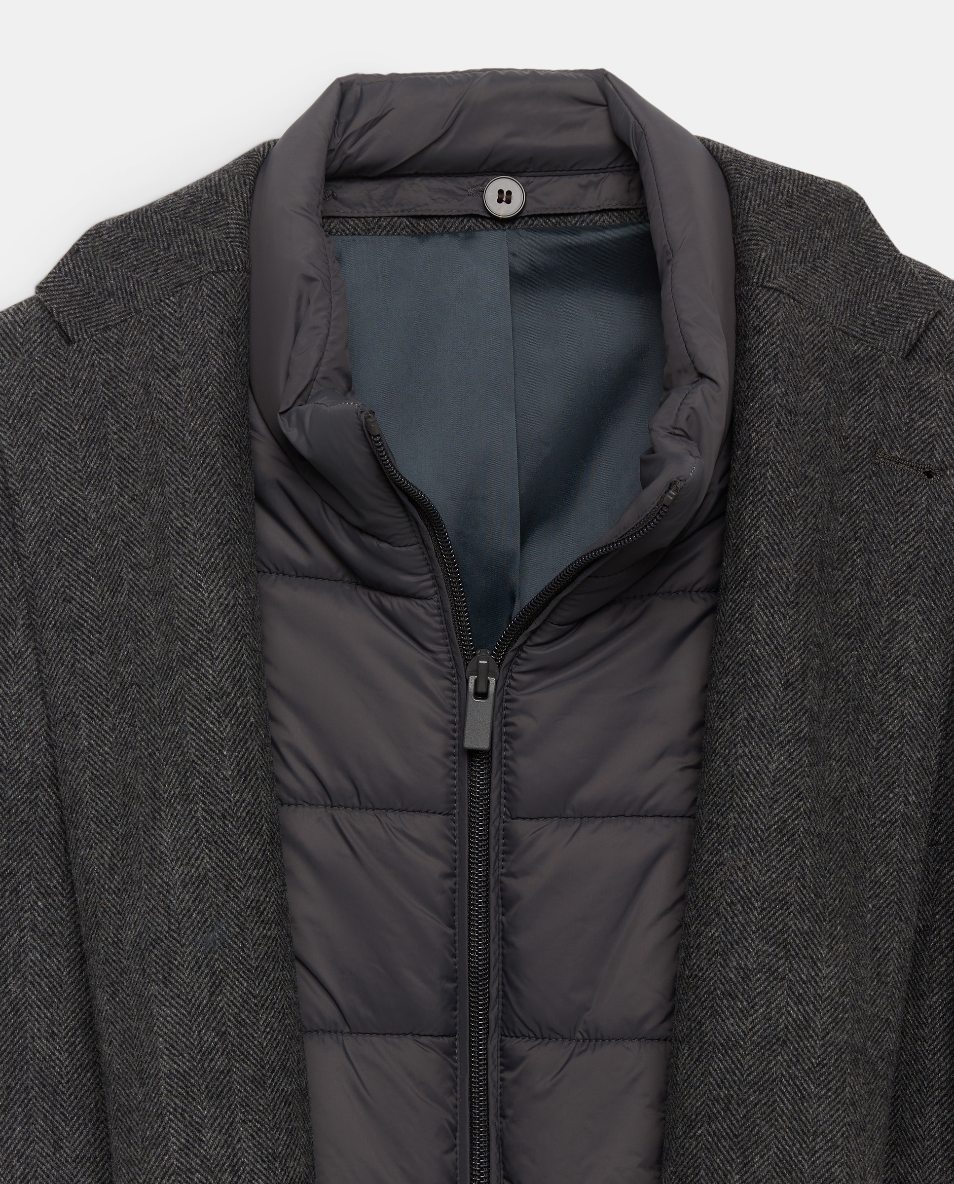 Americana regular fit mezcla algodón con pecherin desmontable de hombre - Dustin - Gris oscuro Gris oscuro-2