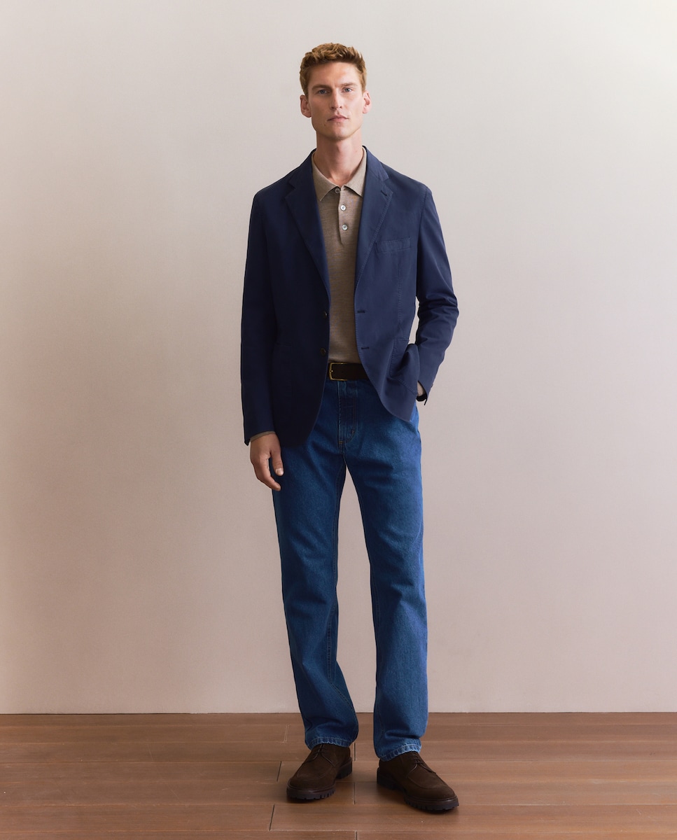 Casaco de Algodão Azul-2