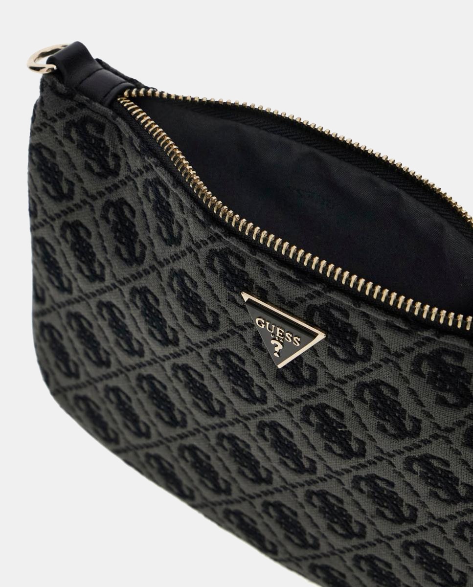 Mala Pouch Plana com Logótipo de Monograma Cinzento-escuro-3