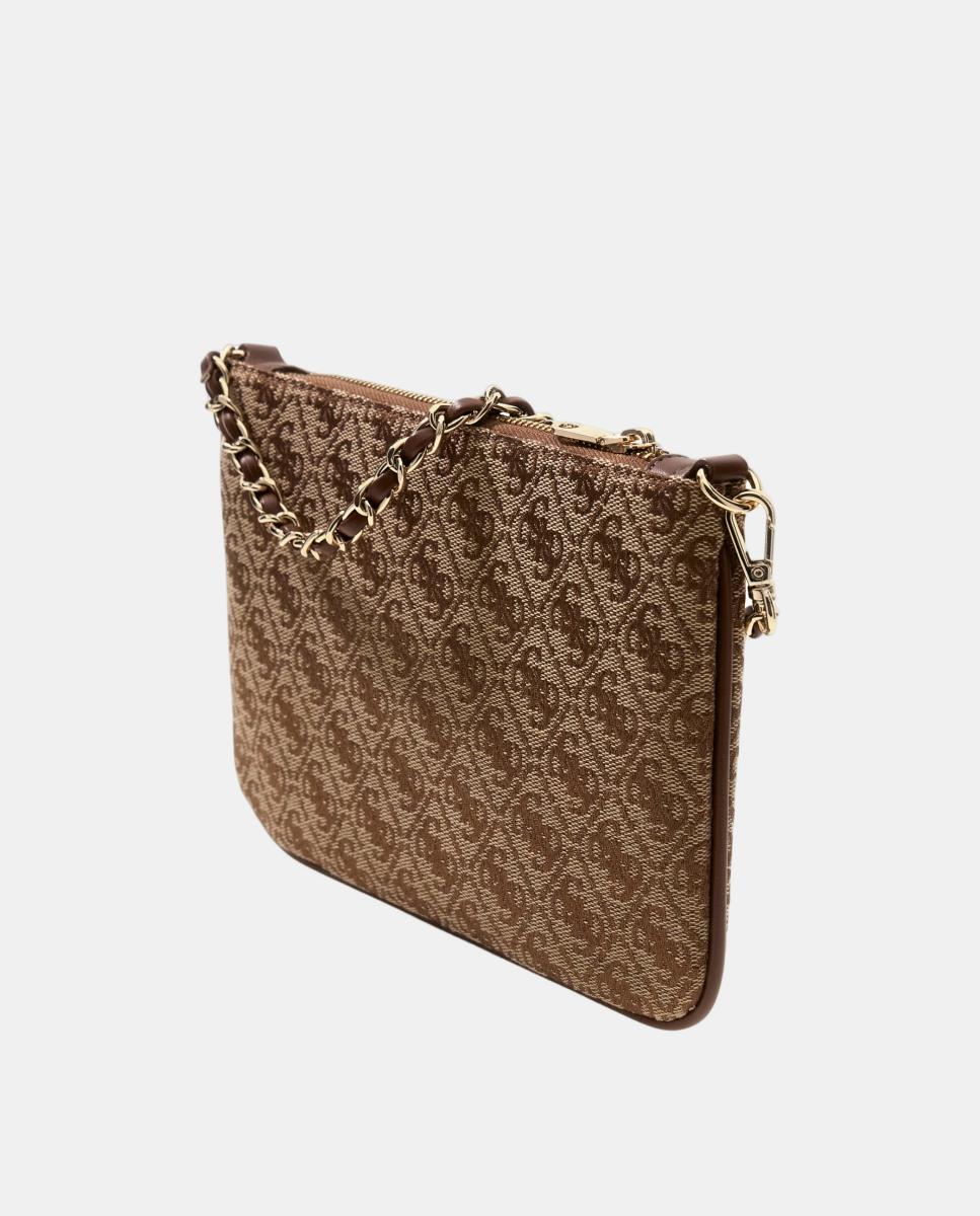 Mala Pouch Plana com Logótipo de Monograma Bege-2