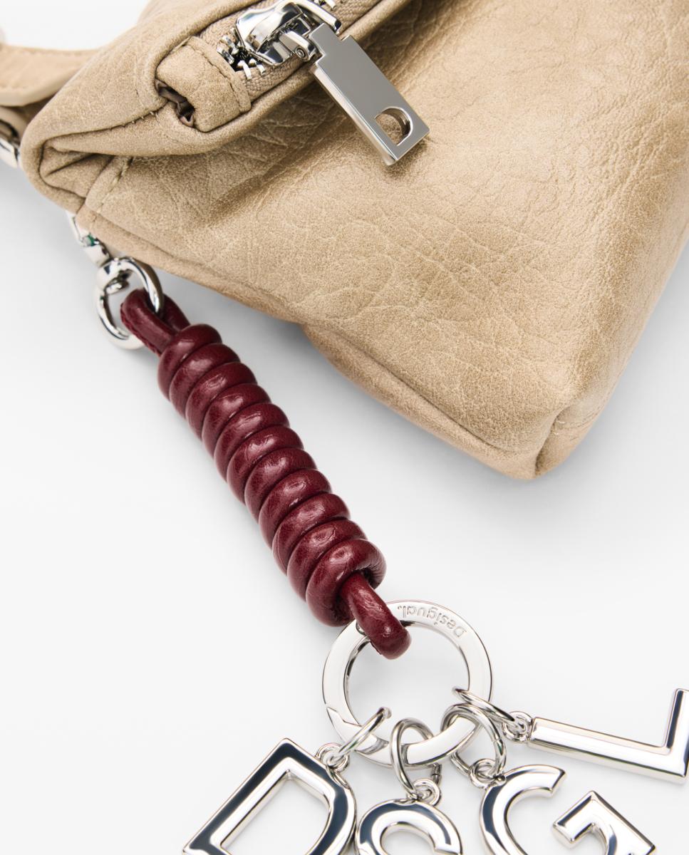 Porta-Moedas com Alça de Tiracolo e Logótipo Bege-3